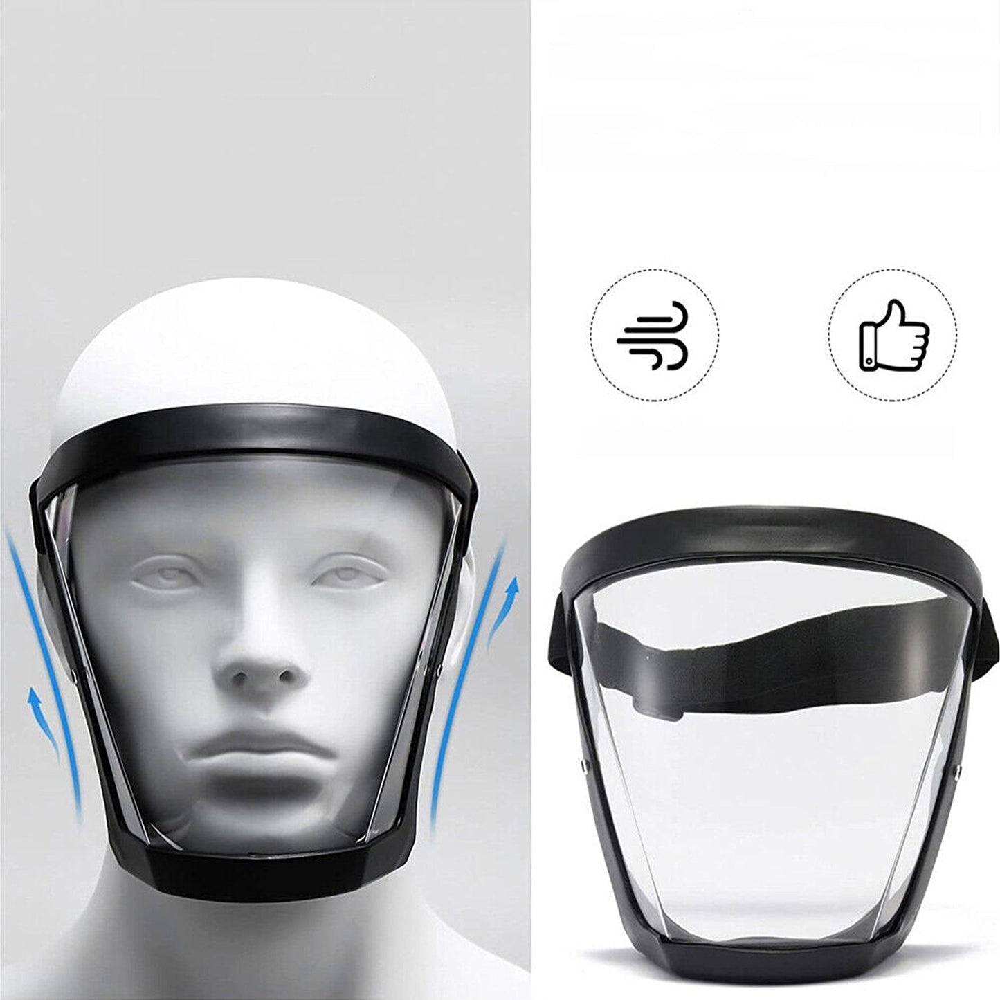 Transparent Full Face Safety Shield with Anti-Fog Protection