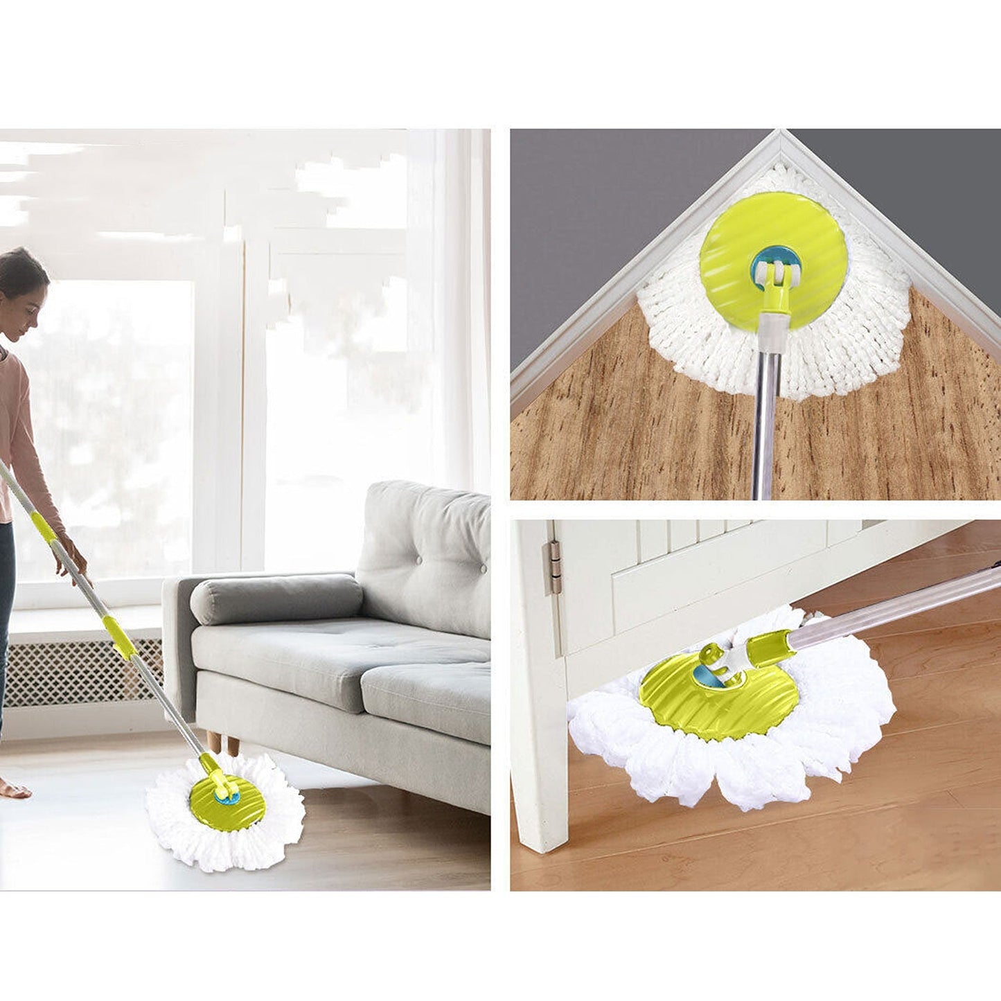 360 Degree Spin Mop Bucket Set with Microfiber Rotating Head