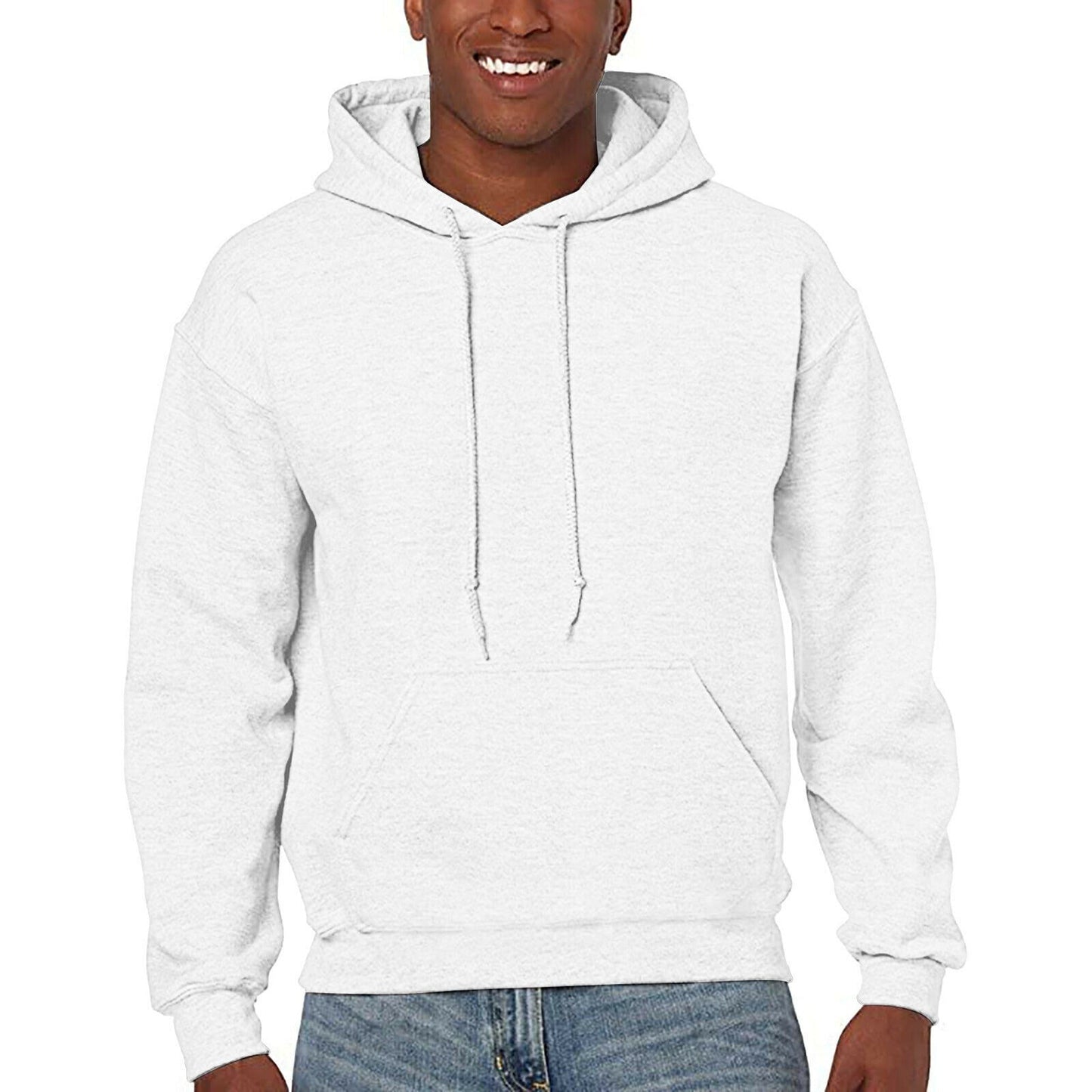 White Men Fleece Hooded Sweatshirt Gym Pullover Jumper