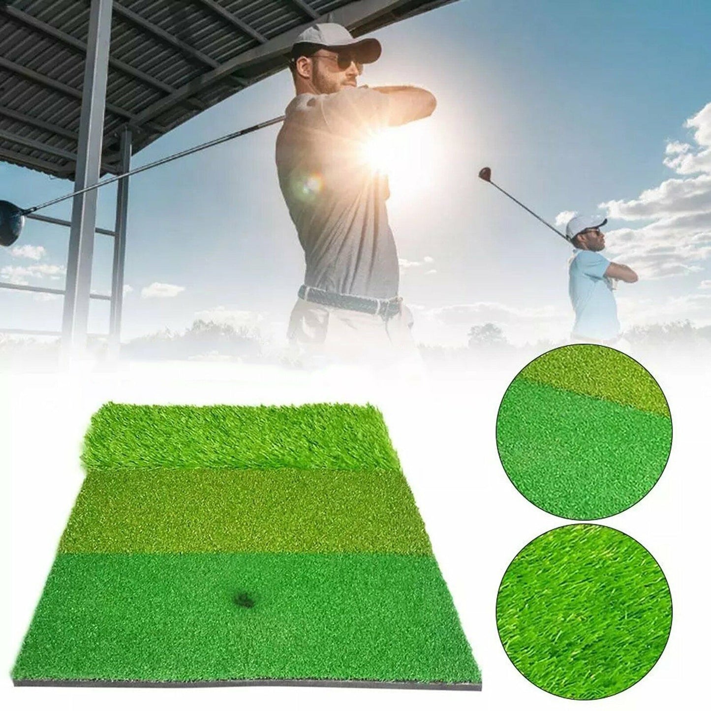 3-in-1 Golf Practice Mat for Outdoor or Indoor Training with Hitting Pad