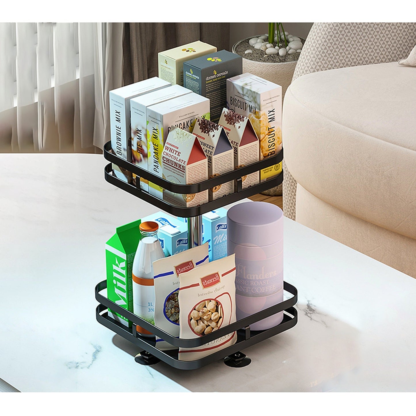 Rotating Kitchen Spice Rack Round Pantry Shelf Storage Organiser