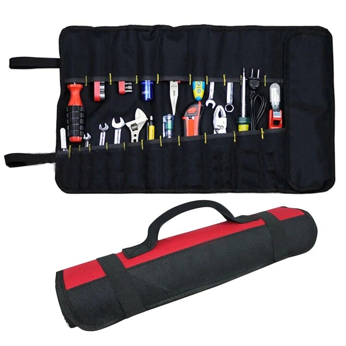 Canvas Wrench Roll Up Tool Bag with 22 Storage Pockets