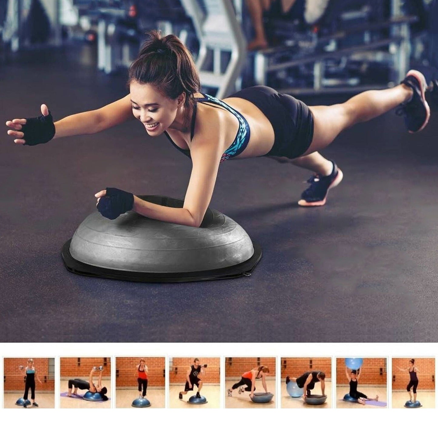 Half Ball Balance Trainer with Pump for Pilates and Yoga Gym Exercise