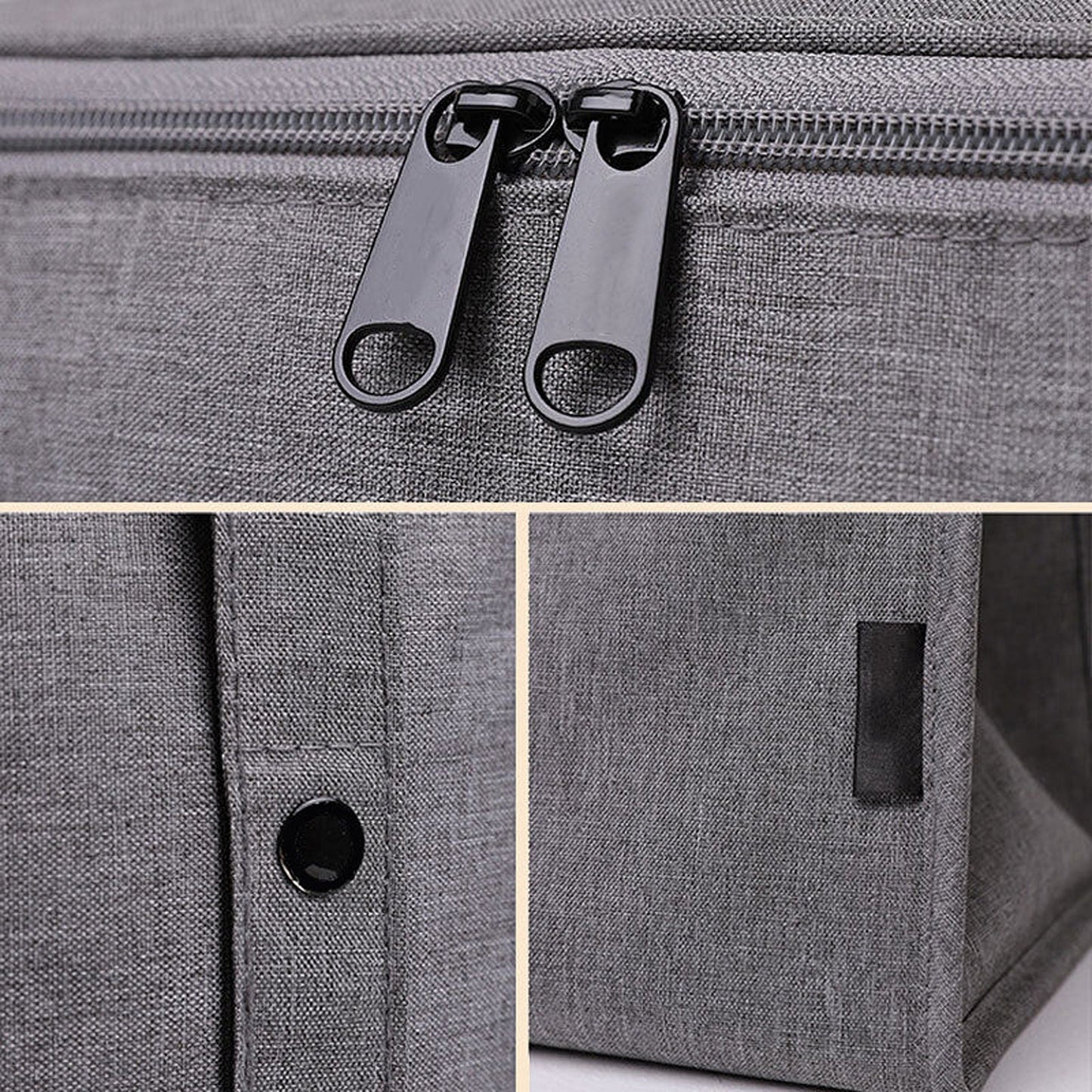 Grey Insulated Lunch Bag Thermal Bento Box Carrier for Work and Office