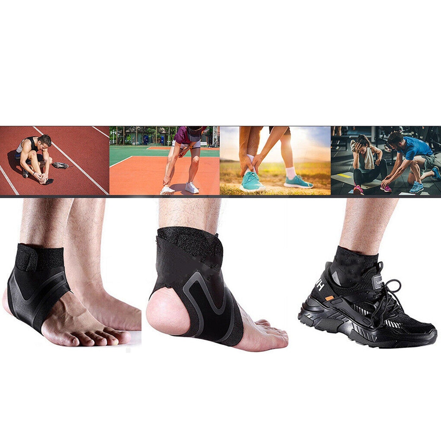 Right Ankle Support Brace Adjustable Sports Elastic Protector Wrap