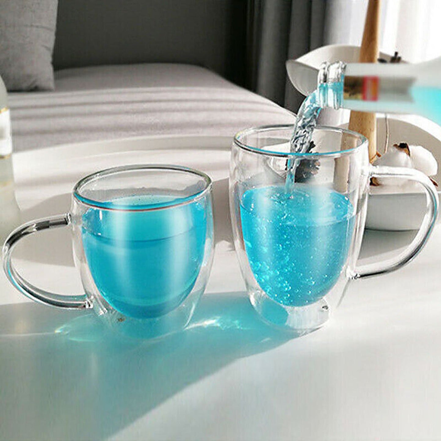 Heat Resistant Double Wall Clear Glass Coffee Tea Mug