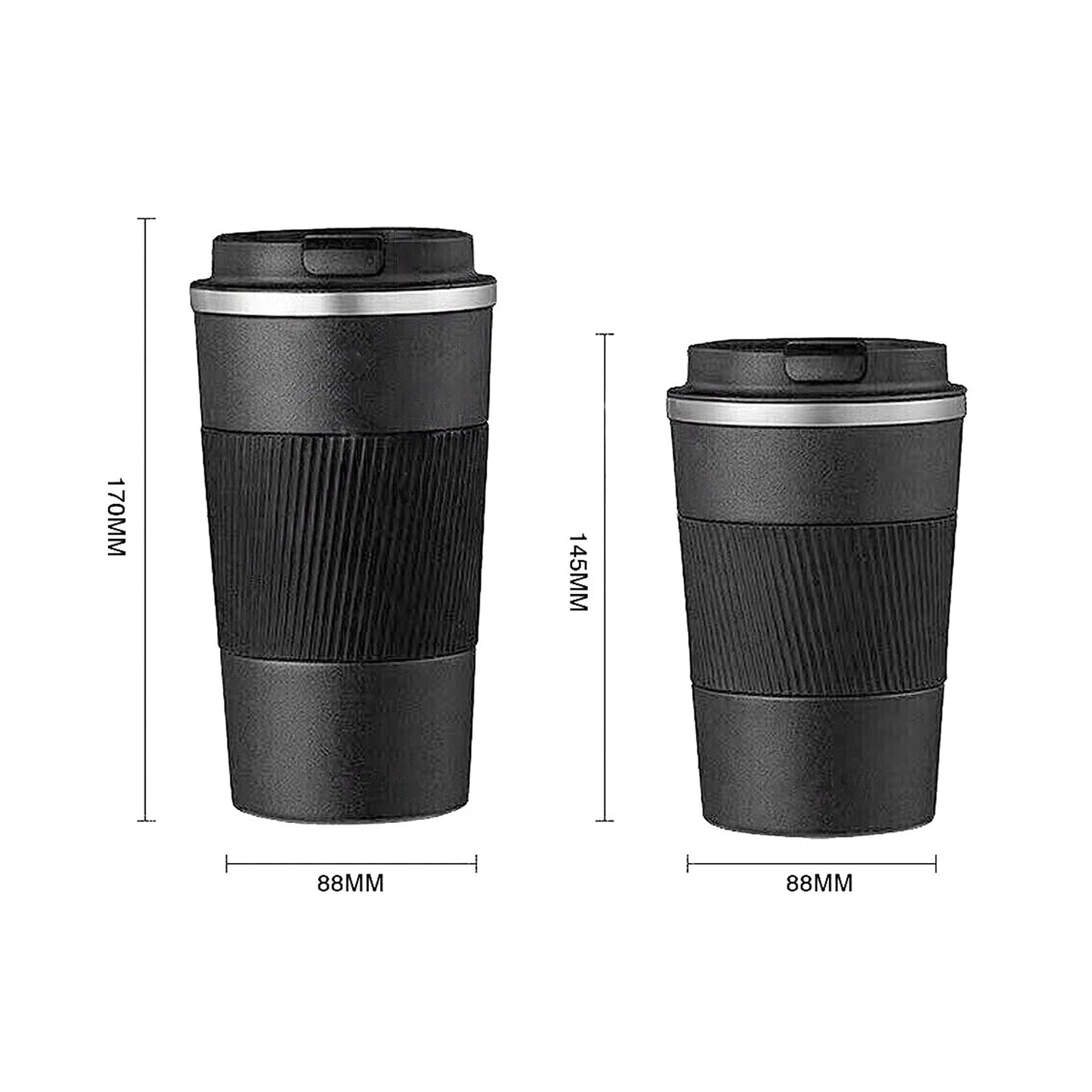 Black Leakproof Insulated Coffee Mug Stainless Steel Double Wall Travel Cup