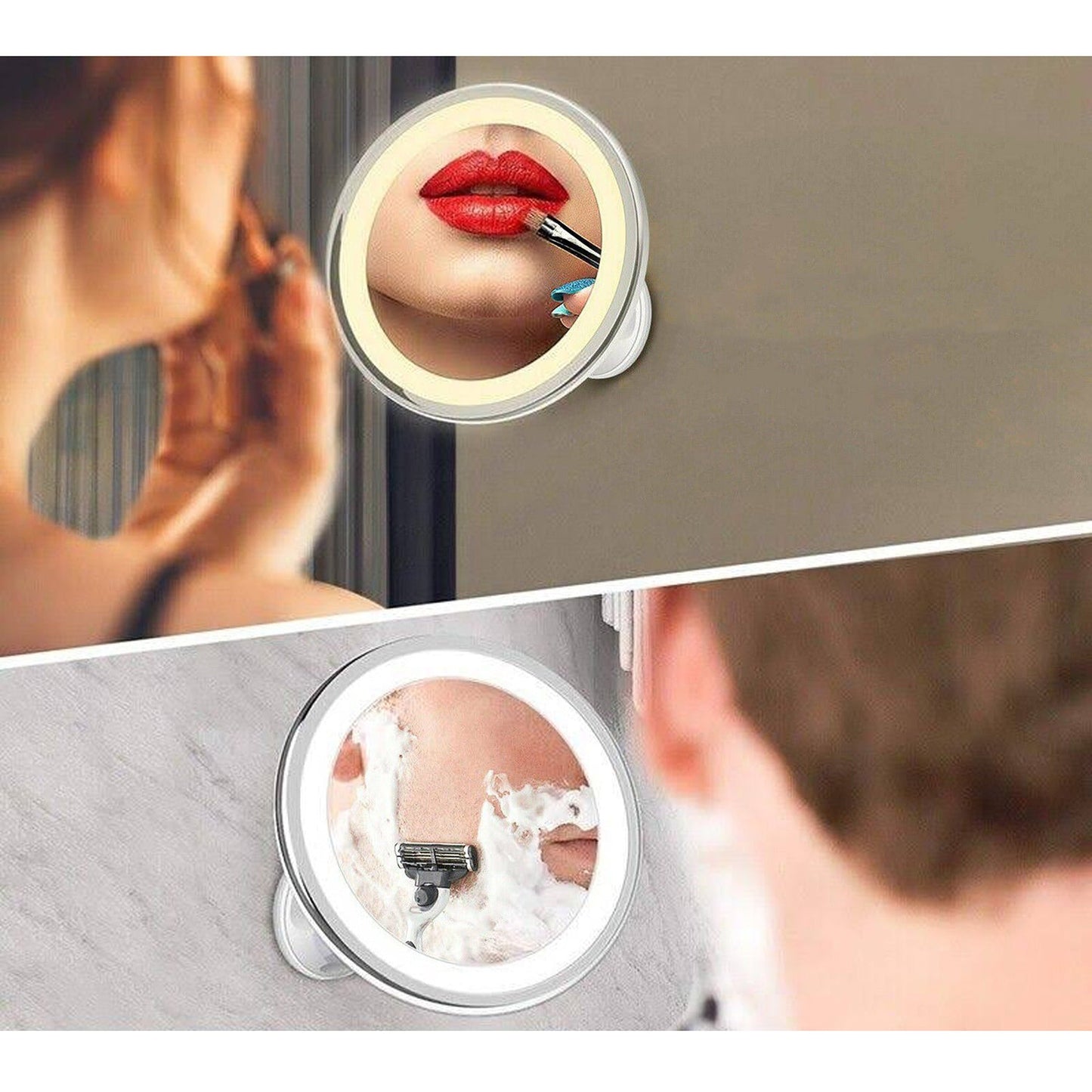 Lighted Magnifying Cosmetic Makeup Mirror Battery Operated 360 Spin