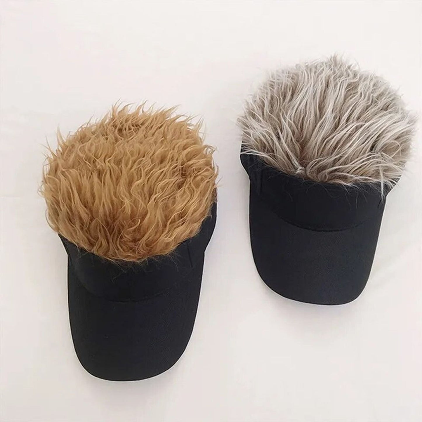 Baseball Cap with Wig Attached Sun Visor and Fun Hair for Men