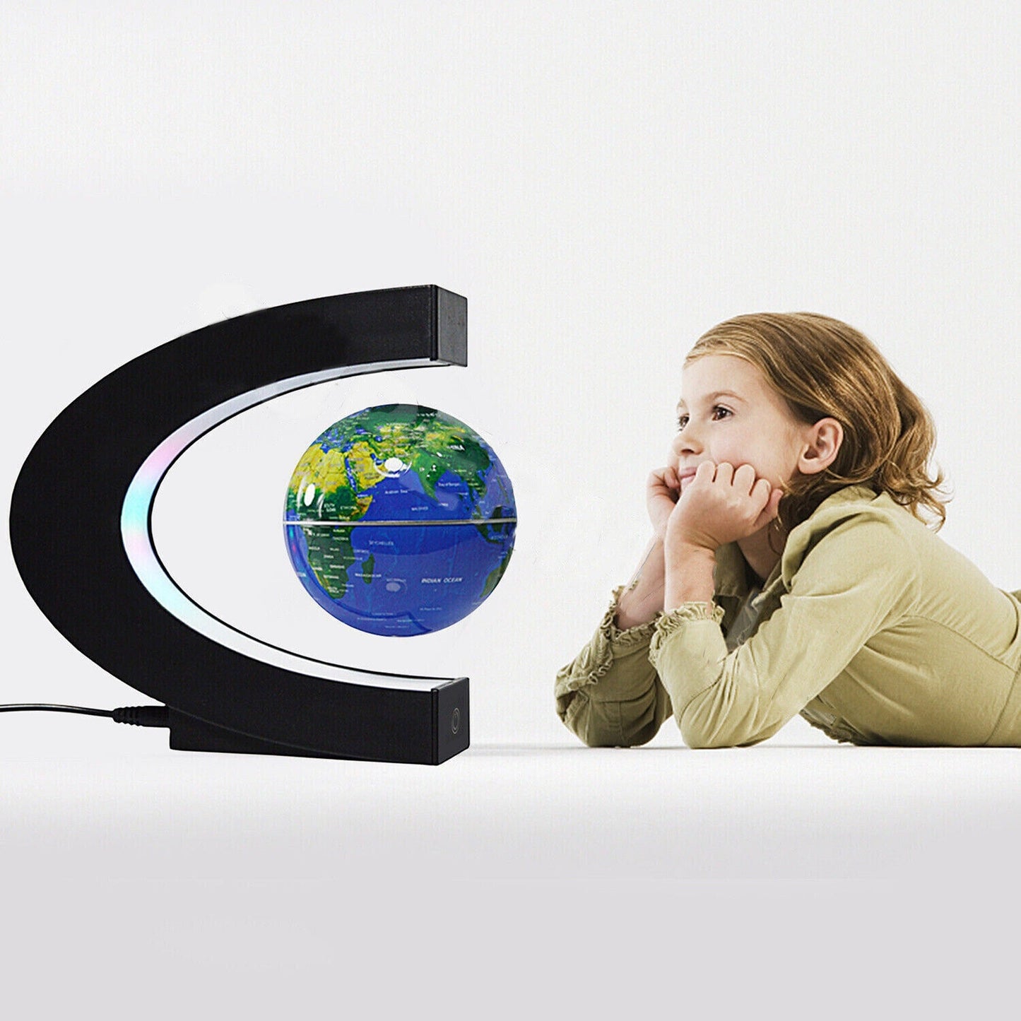 Floating Globe with Magnetic Levitation and LED Touch Lighting