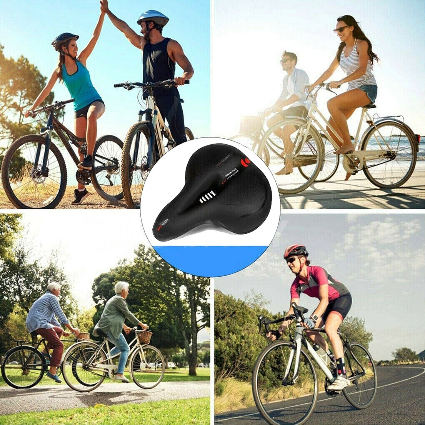 Extra Wide Gel Saddle Bicycle Soft Pad Sporty Seat