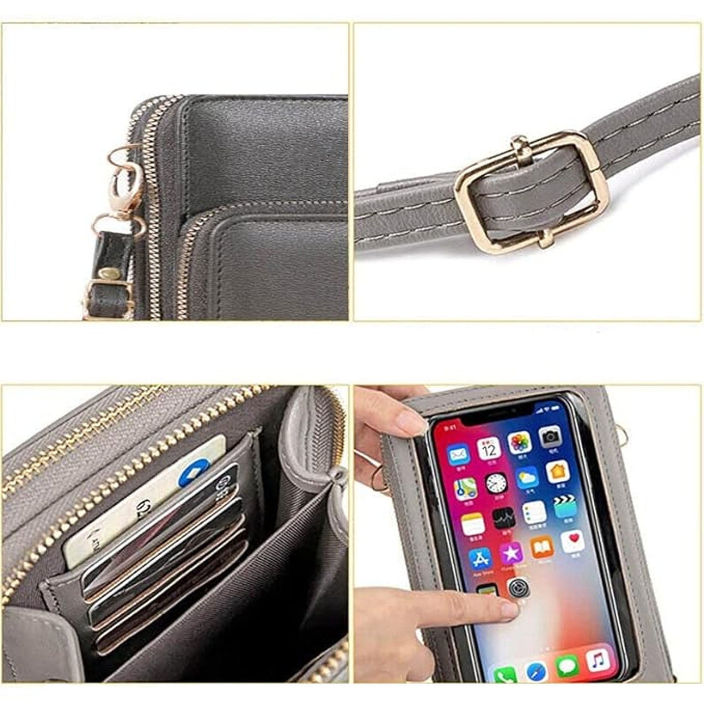 Touch Screen RFID Blocking Crossbody Phone Purse for Women with Strap