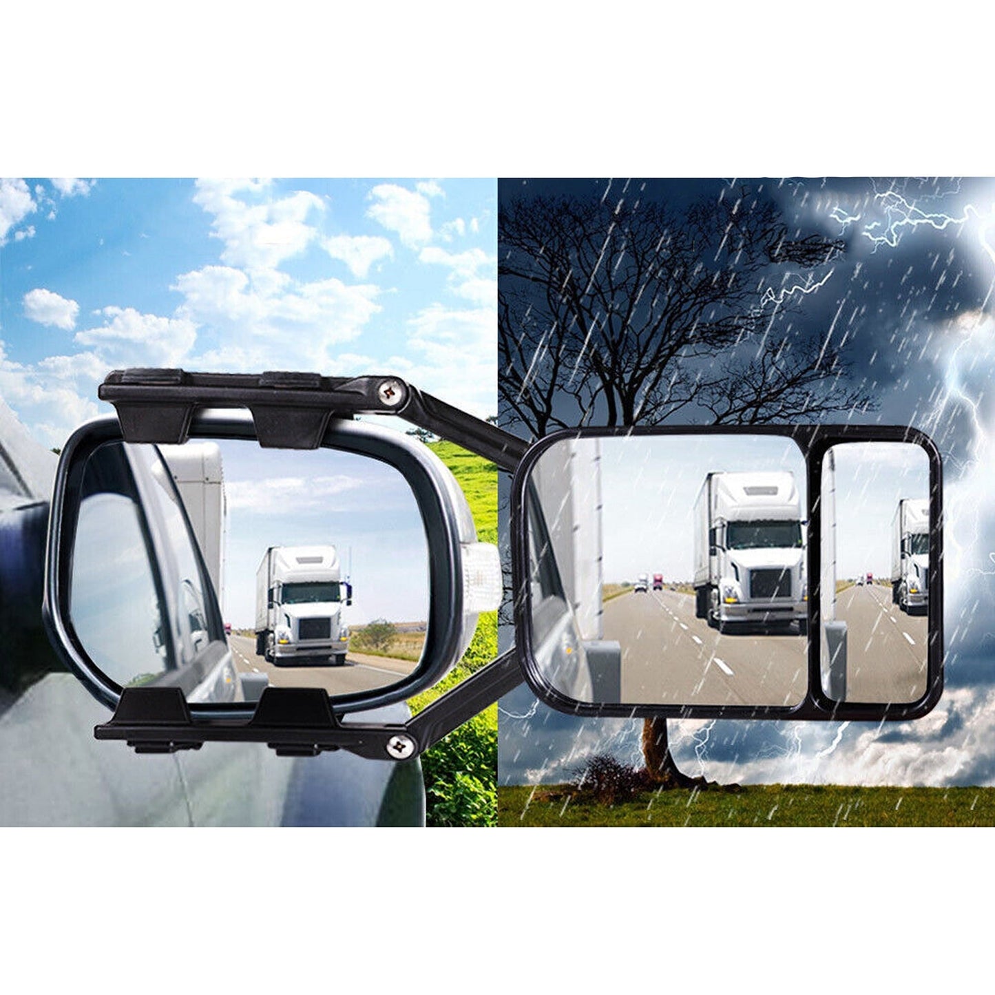 2pcs Universal Clip-On Towing Mirrors for Trailer Caravan and Truck