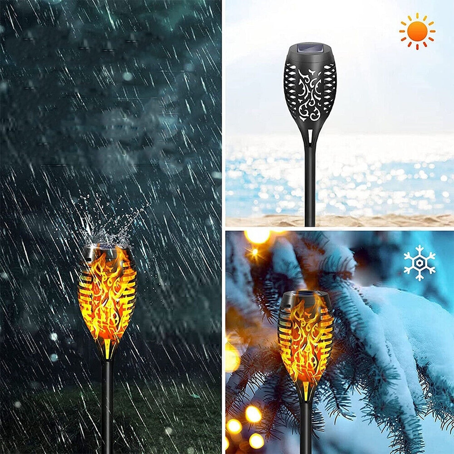 4pcs Solar Powered Flame Torch Lights Waterproof Garden Dancing Lanterns