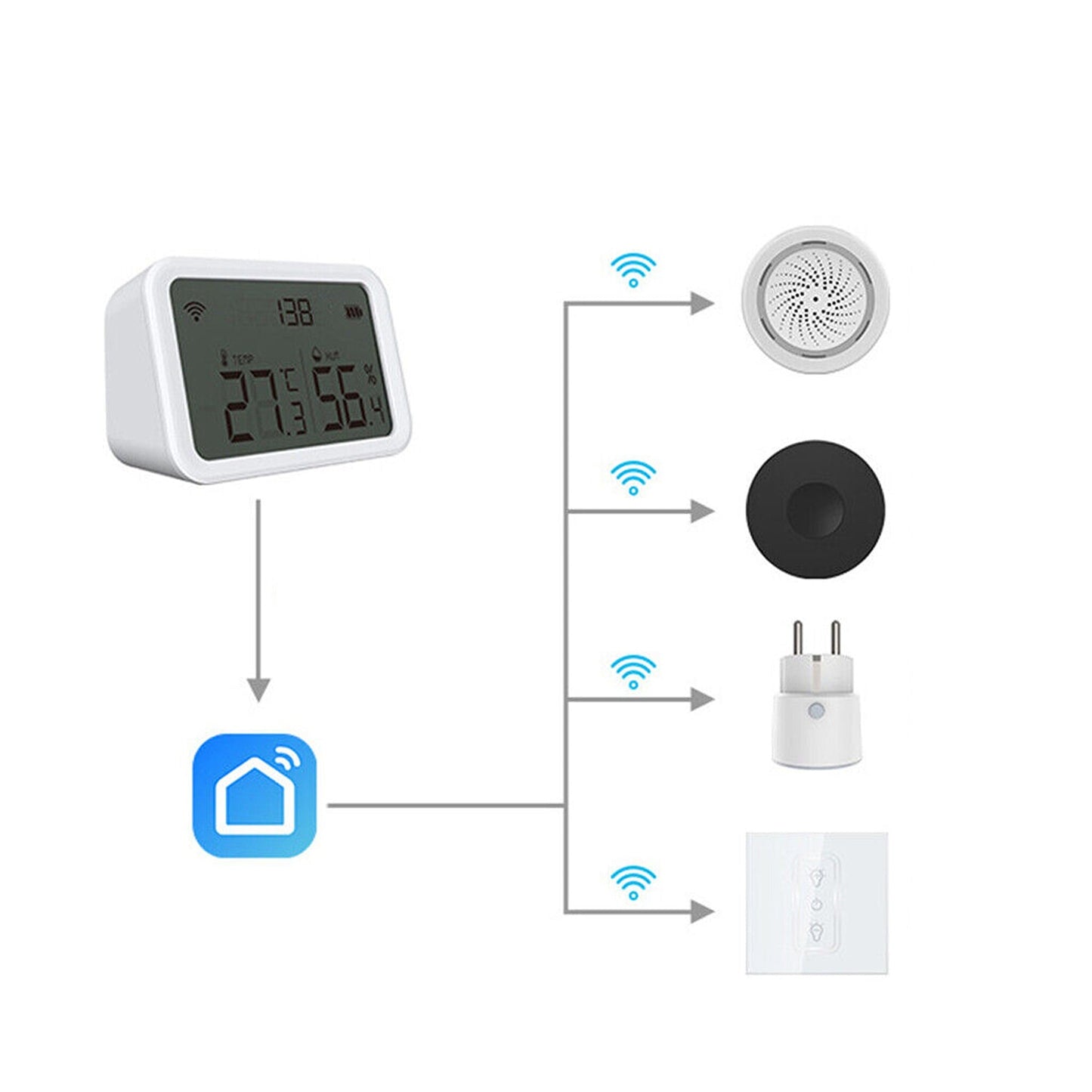 Temperature Humidity Sensor Hub Smart LCD Thermometer Gateway