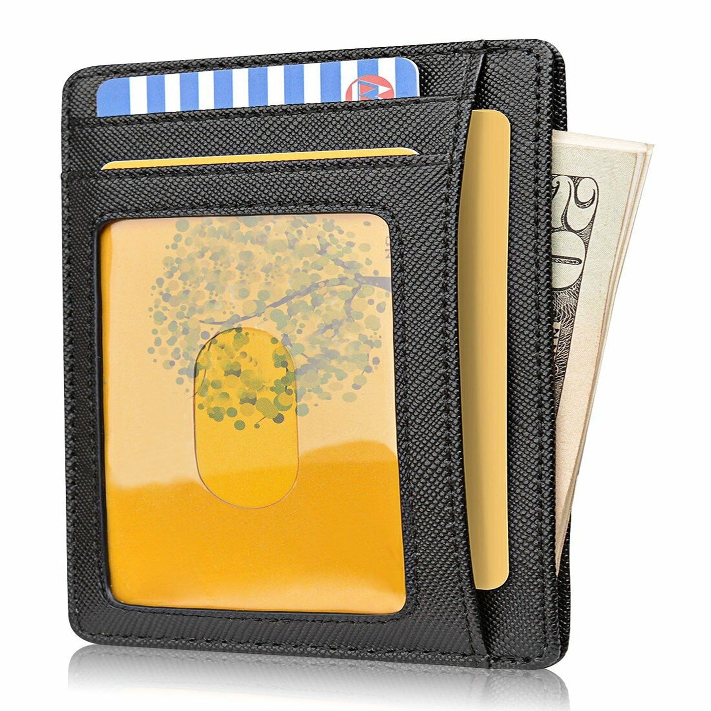 Flip Leather Slim Wallet with RFID Blocking and Credit Card Holder