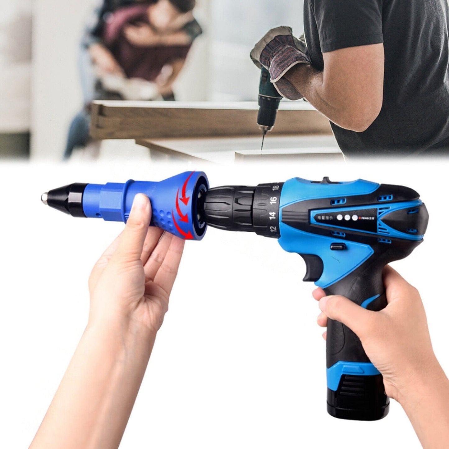 Drill Adapter Rivet Gun Attachment for Cordless Riveter with Nuts