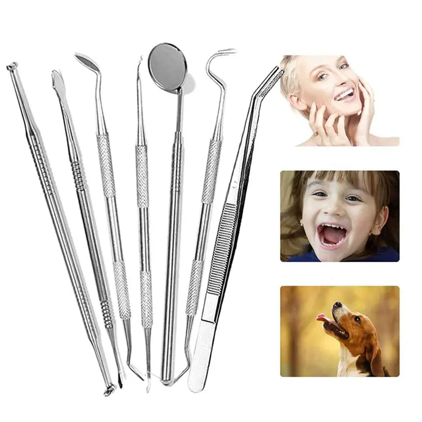 7pcs Dental Hygiene Stainless Tool Kit Dentist Teeth Clean Set