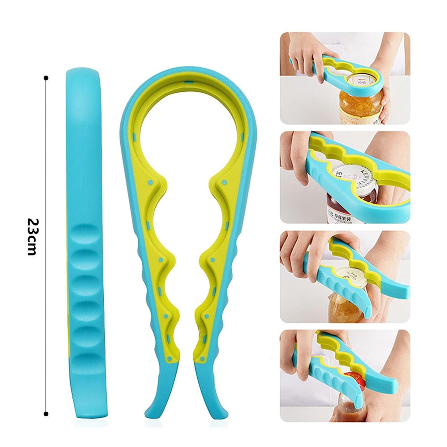 4-in-1 Multi-Purpose Rubber Jar Lid Opener for Arthritis Bottle Can Twister