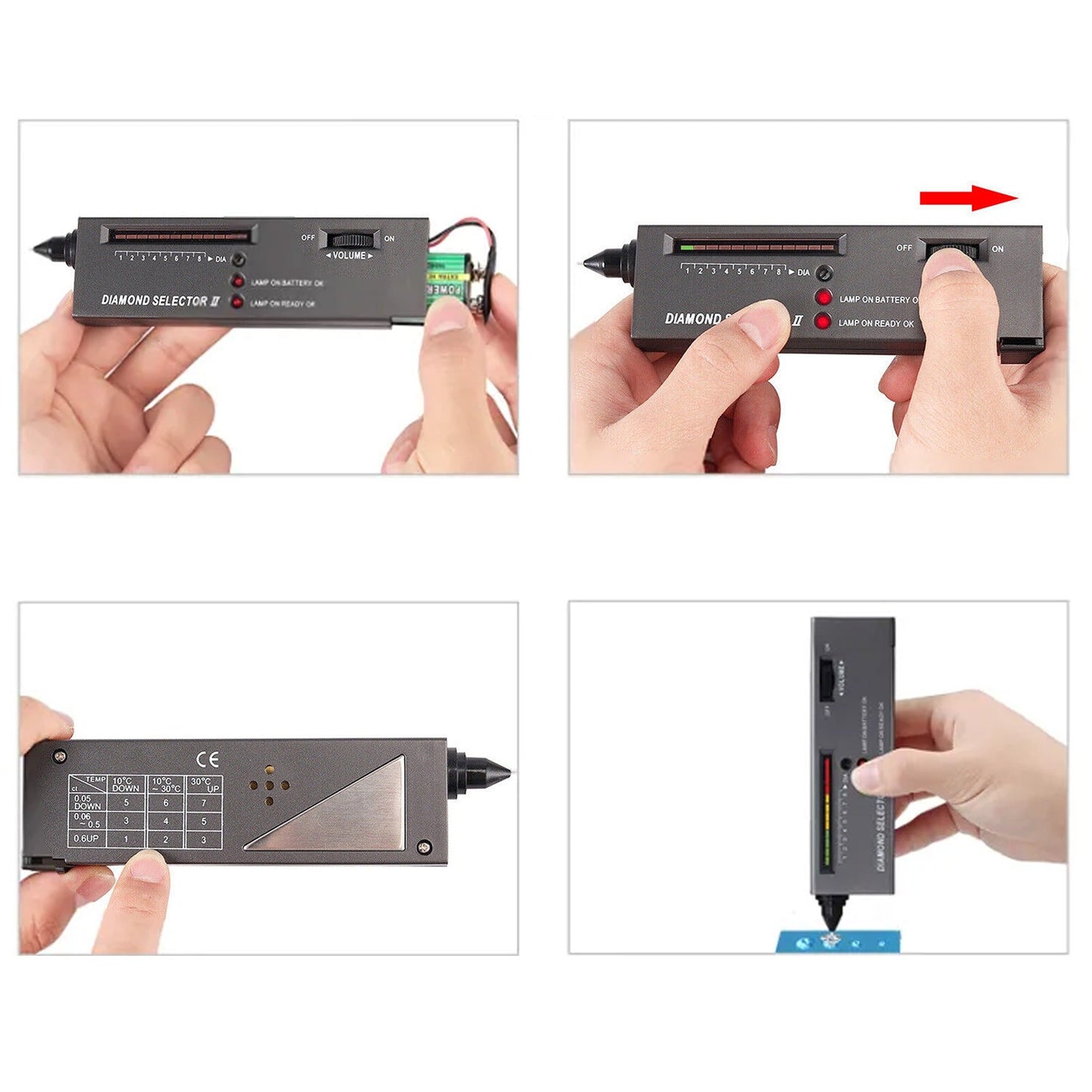 Gemstone Diamond Tester Selector with LED Indicator and Audio Feedback