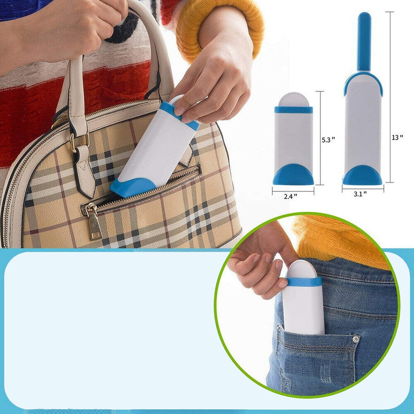 Double Sided Pet Hair Lint Remover Brush with Self Cleaning Base