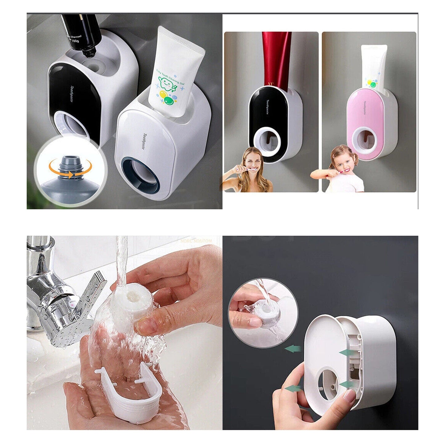 Wall-Mounted Automatic Toothpaste Dispenser and Toothbrush Holder