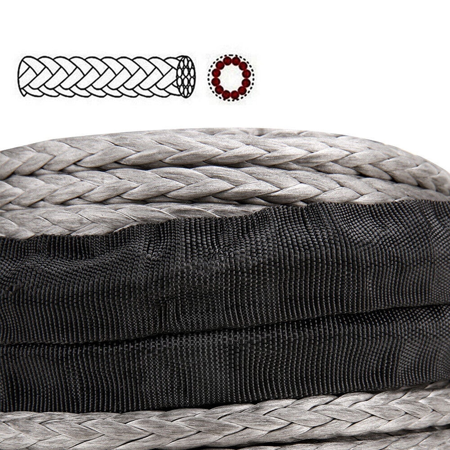 Synthetic Dyneema Winch Rope with Recovery Tow Hook
