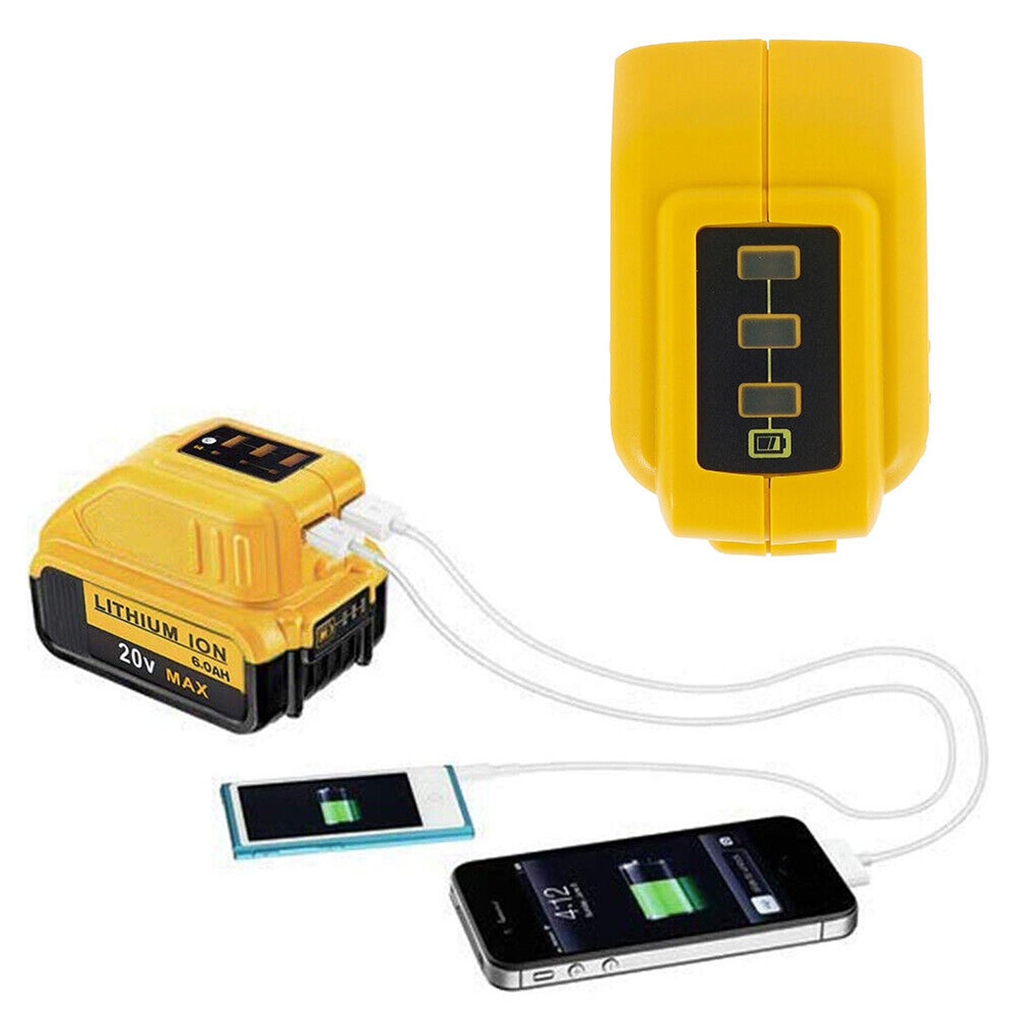 USB Charging Battery Adapter for DEWALT Power Bank Charger DCB090 Mobile Phone