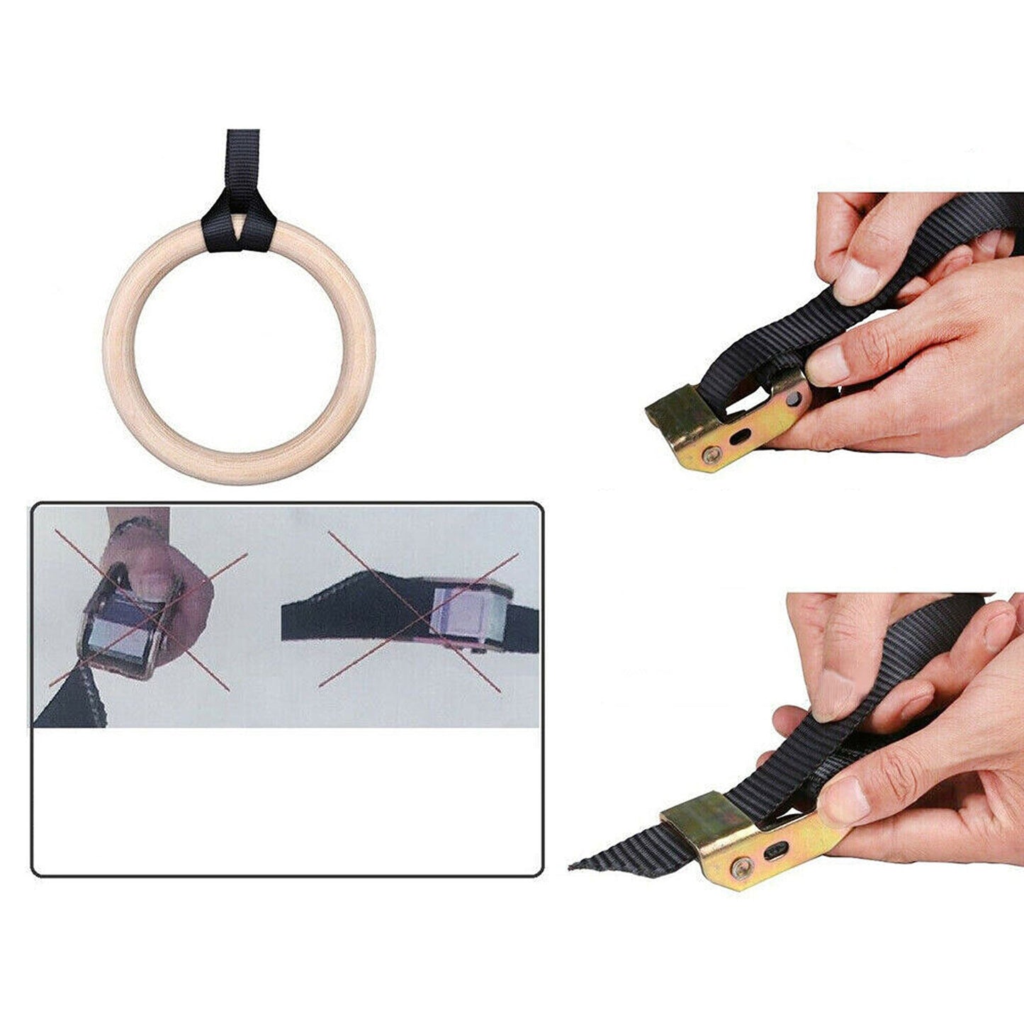 2pcs Adjustable Gymnastic Olympic Rings Set for Home Fitness