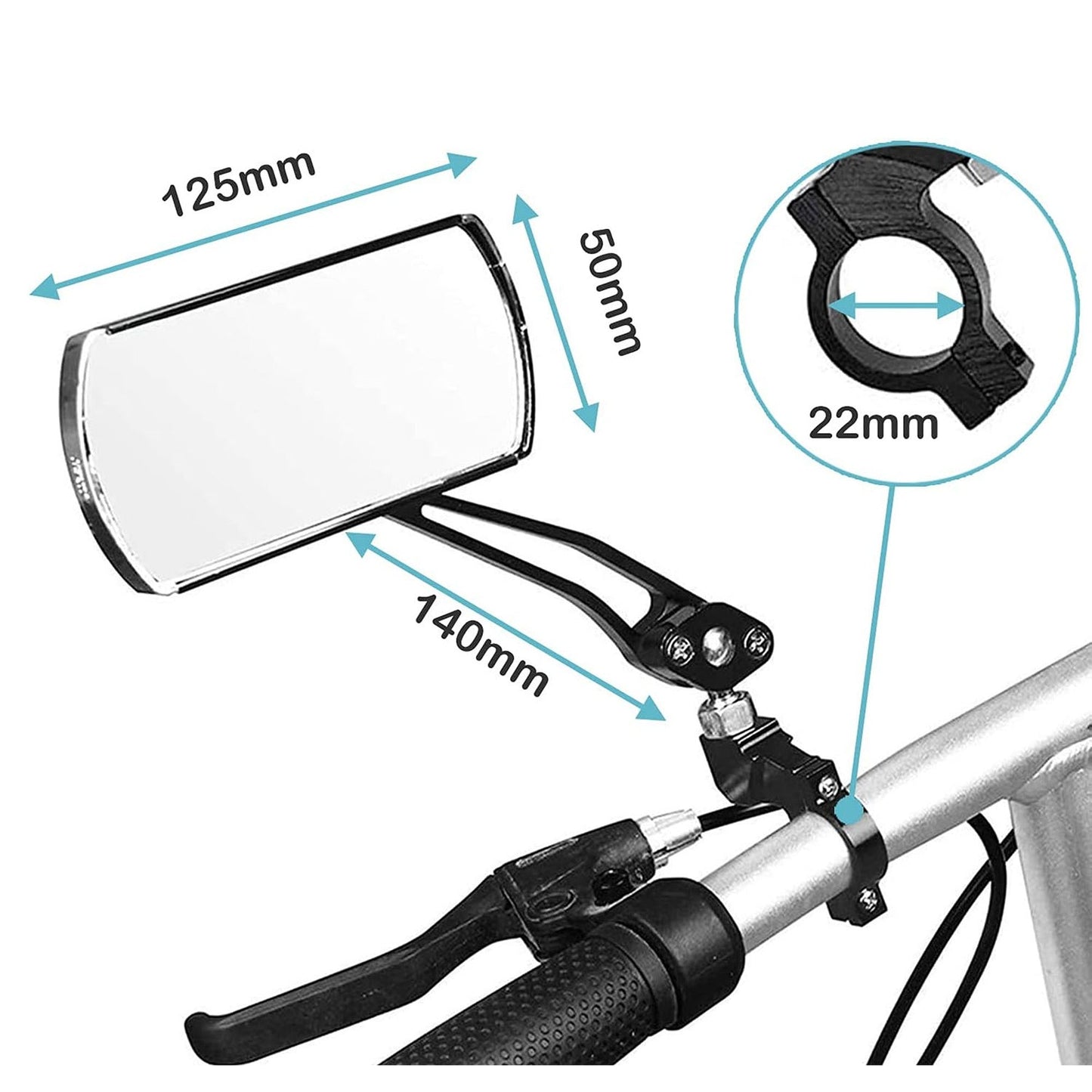 1pair Rectangular Rear View Cycling Mirror for Bicycle Handlebar