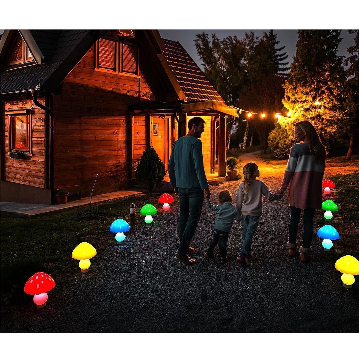 RYB LED Solar Mushroom Fairy Lights for Outdoor Yard Decoration