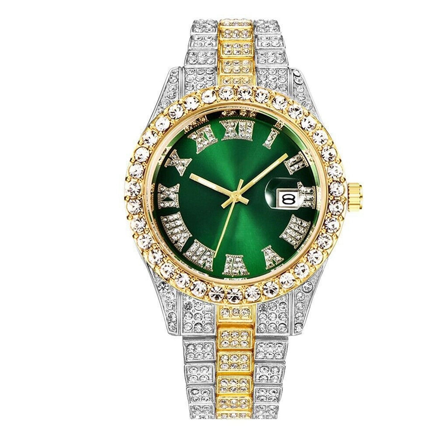 Men Luxury Hip Hop Watch Iced Bling Diamond with Stainless Steel Band