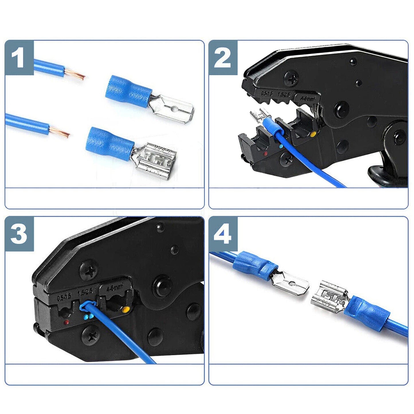 Ratcheting Wire Terminal Crimping Tool for Insulated Cable Connections
