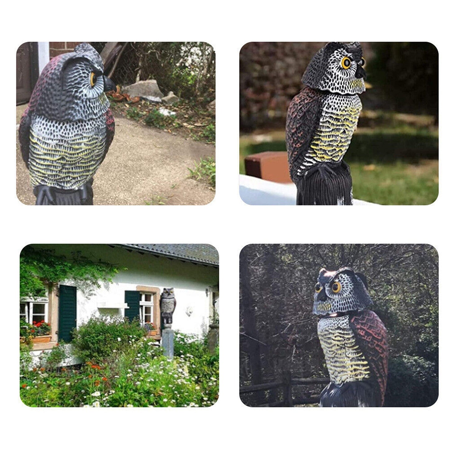 Owl Decoy Bird Repeller for Gardens Realistic Pigeon Deterrent