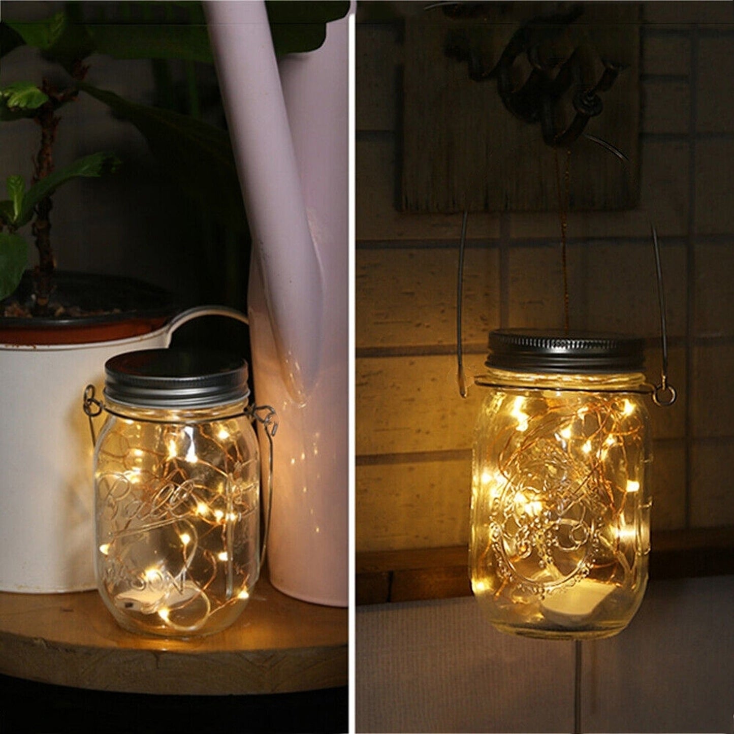 Outdoor Solar Powered Mason Jar Fairy Lights Garden Wedding Decor Lamp