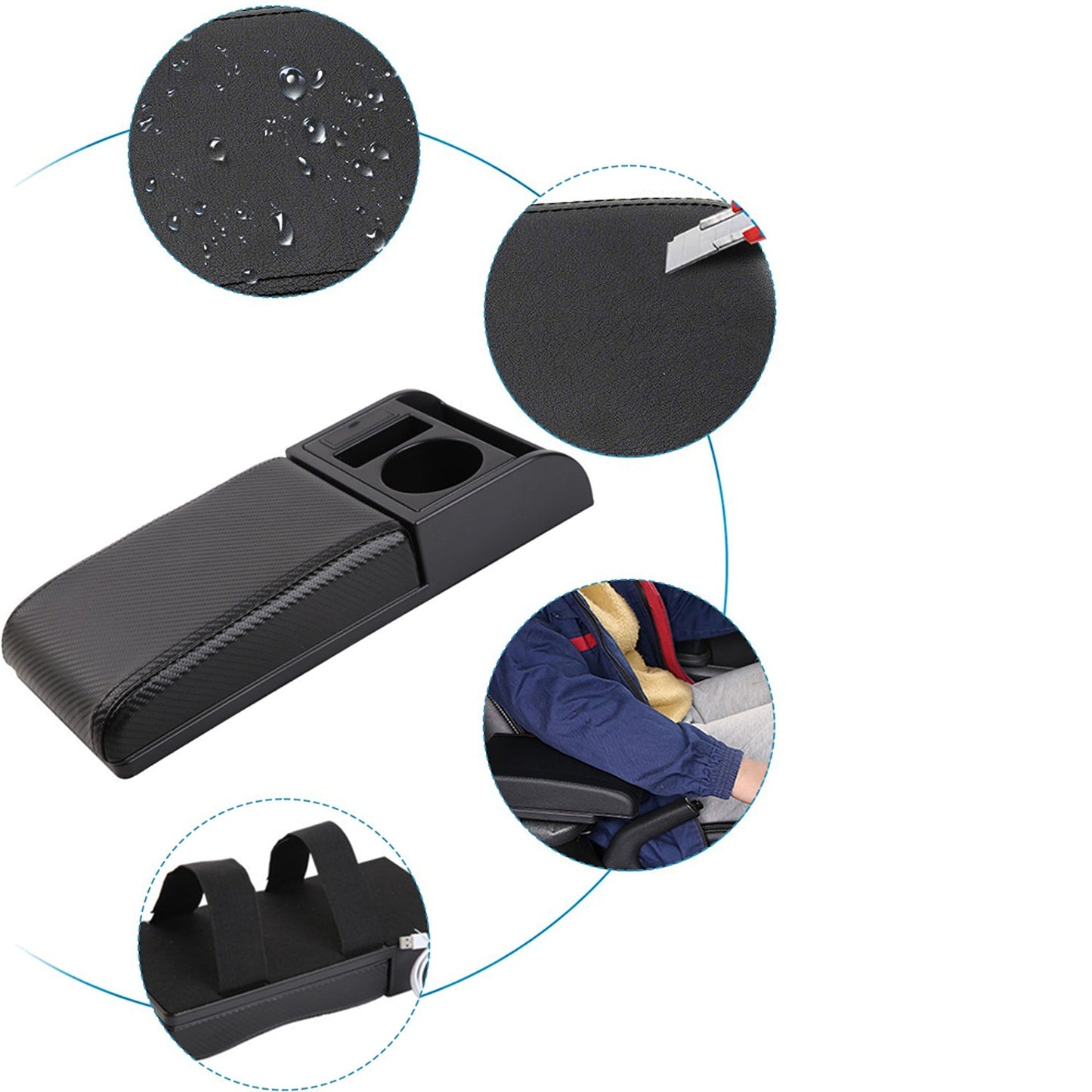 Armrest Cover with USB Interface for Car Interior Modifications