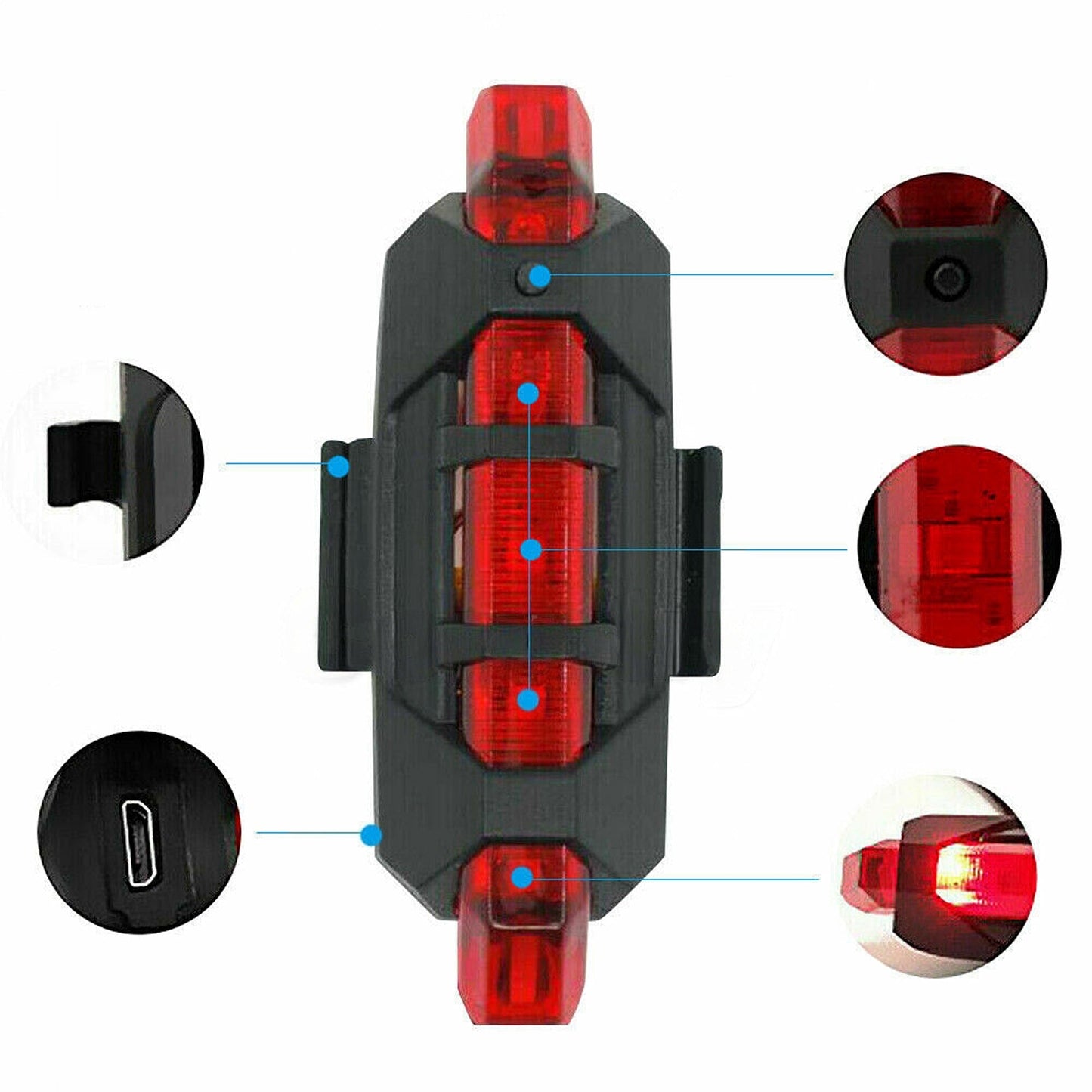 Rechargeable Bicycle Light Set Waterproof Front Rear LED Bike Lamp USB