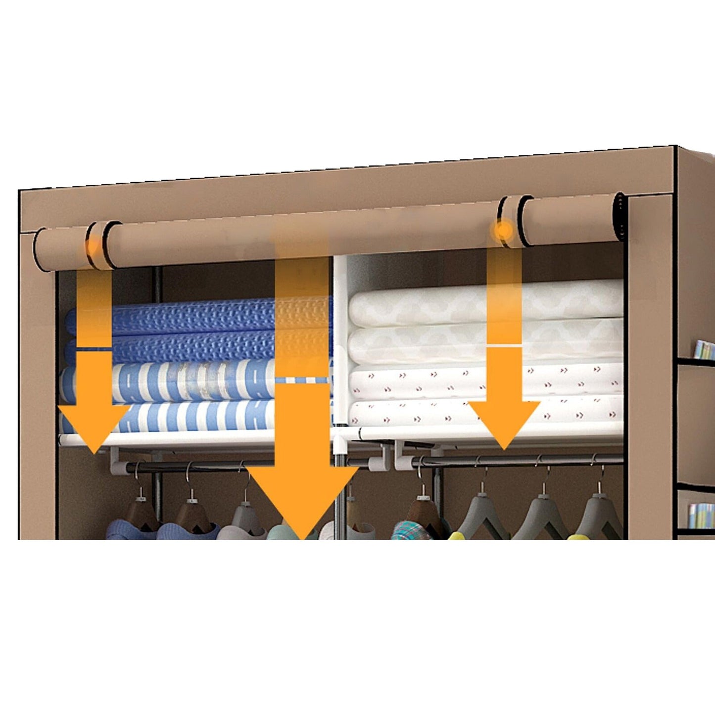 Portable Polyester Wardrobe Closet with Storage Shelves