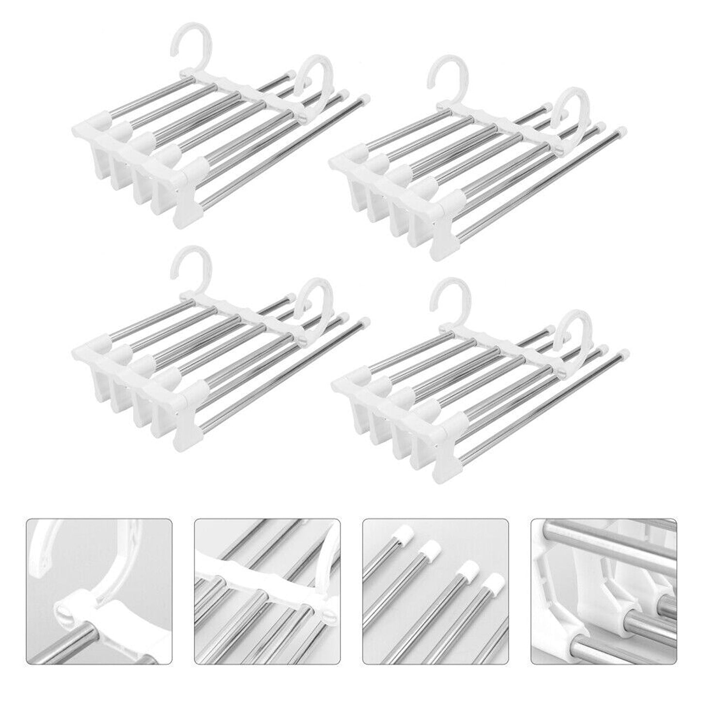 4pcs Stainless-Steel Multi-functional Pants Rack Magic Wardrobe Hanger