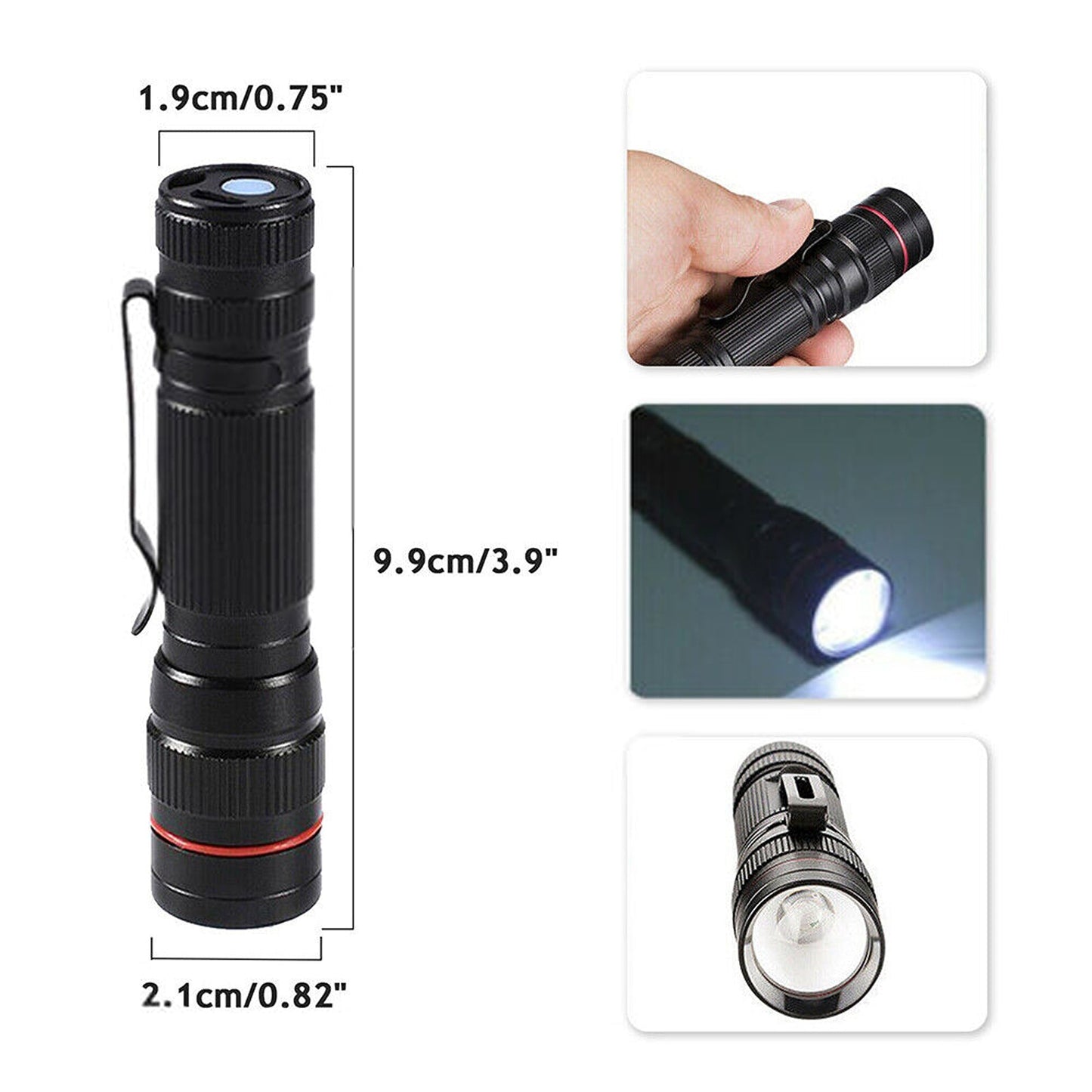 2pack Tactical Flashlight LED USB Rechargeable Torch Lamp