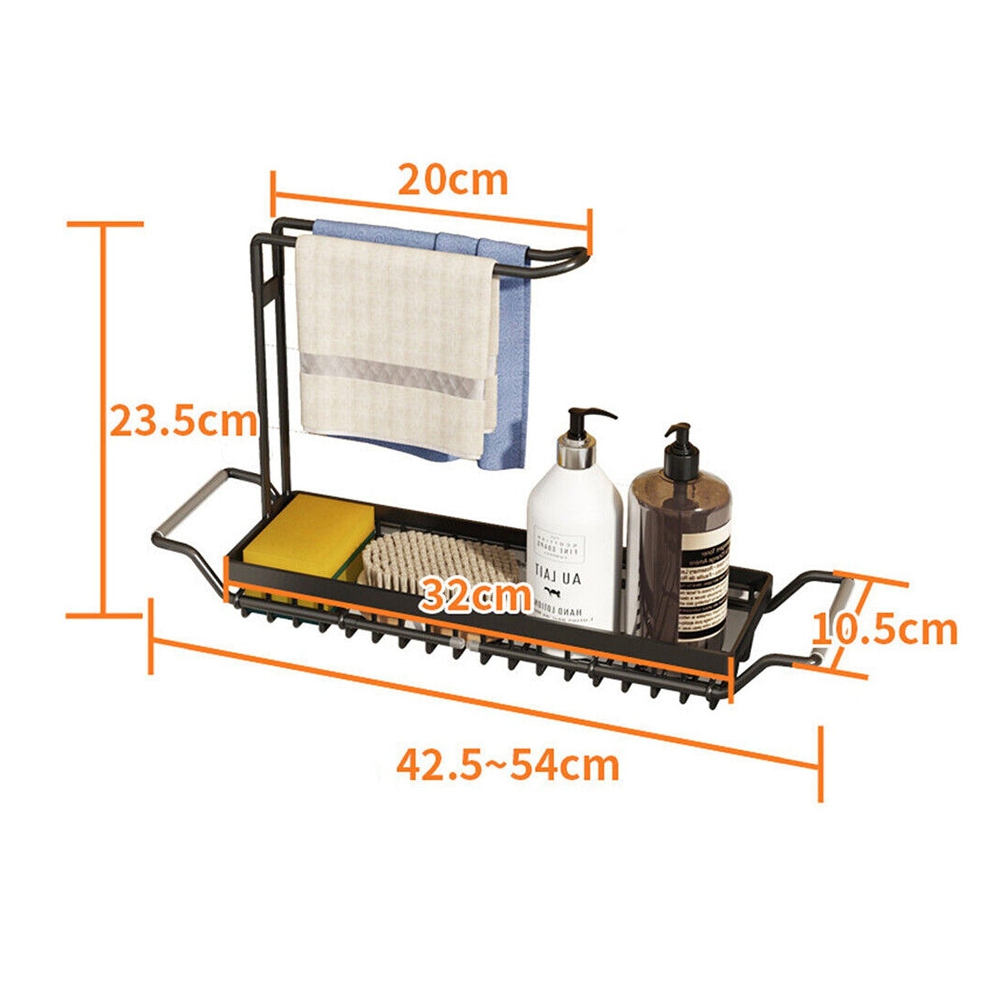 Black Kitchen Faucet Sink Caddy Organizer for Soap Sponges