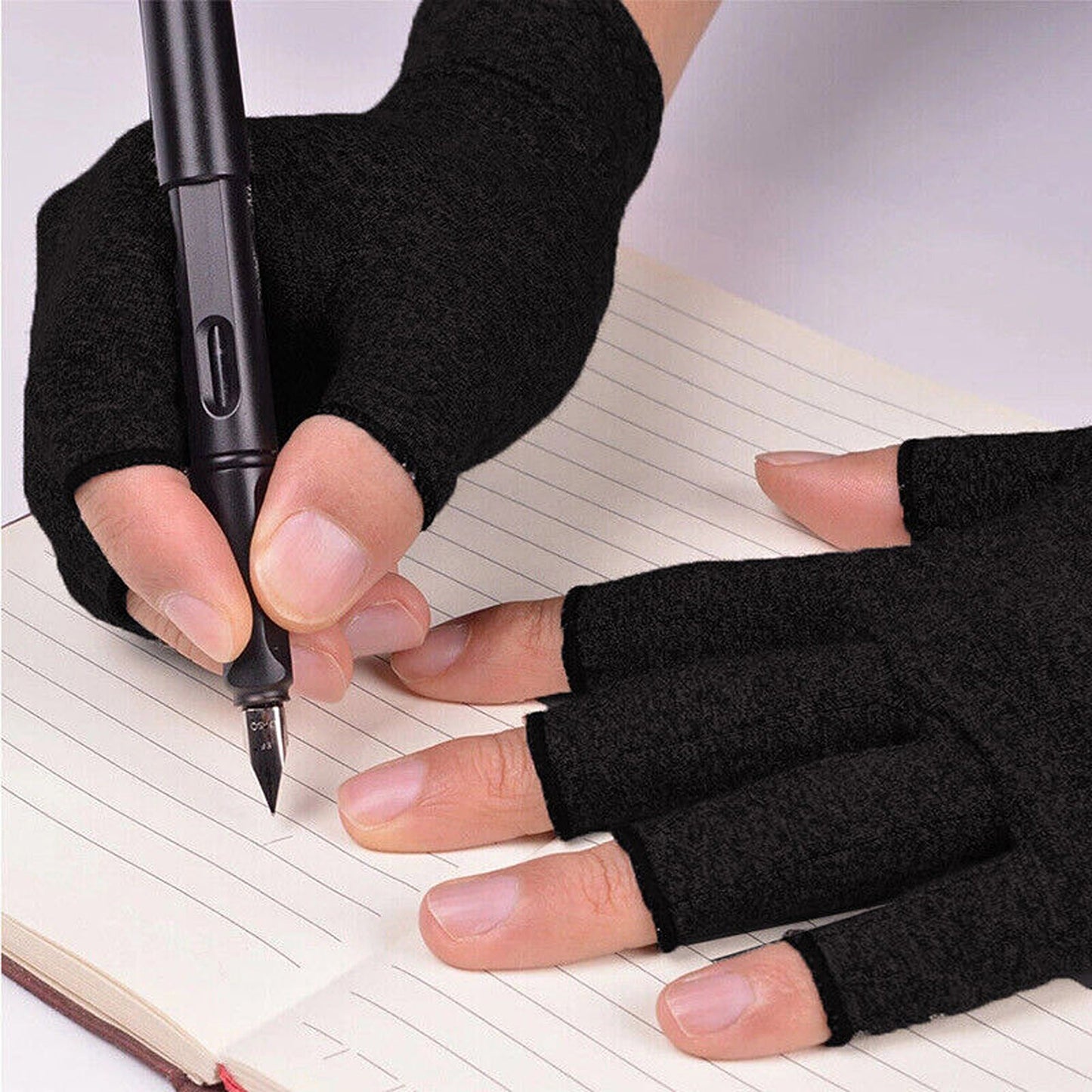 Black Compression Gloves for Arthritis Fingerless
