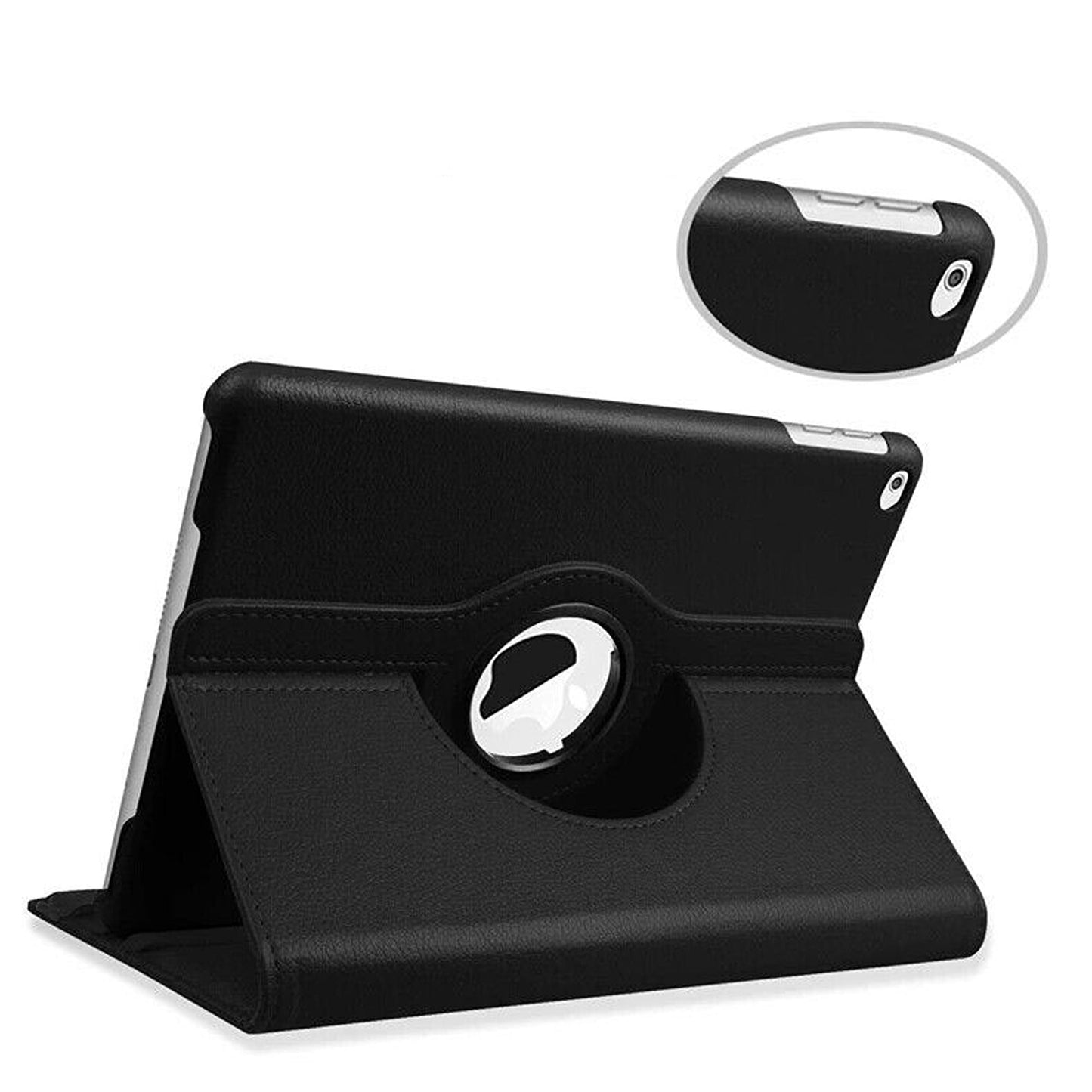 Black Leather Case with 360 Rotate Smart Cover for iPad 9 8 7 6 5 Gen Air 3 2 1 Pro 10.5