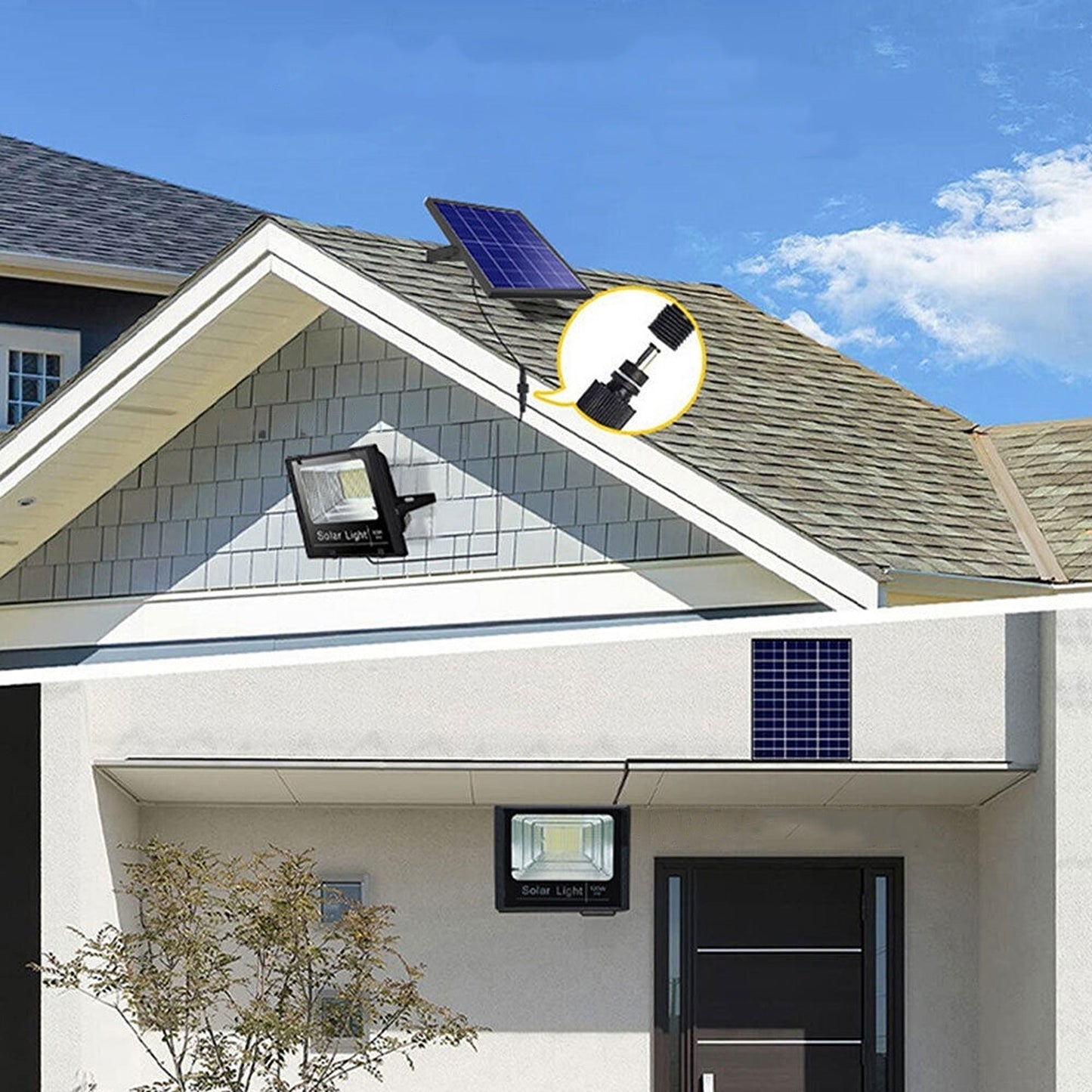 LED Solar Power Street Flood Light Outdoor Garden Security Sensor Remote