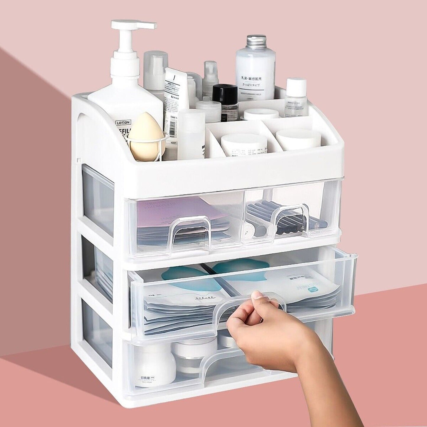 Cosmetic Organizer Box for Desk Drawer Makeup Storage Case
