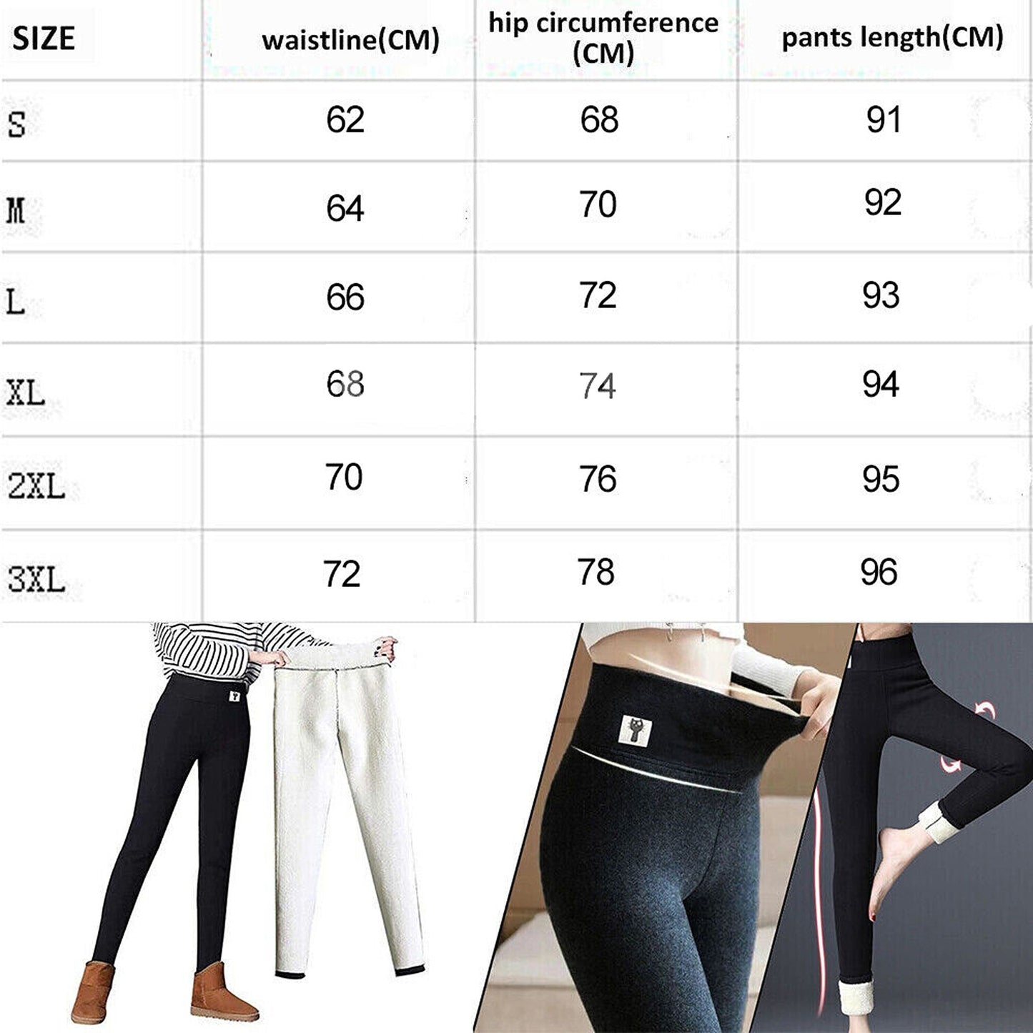 Thermal Fleece Leggings for Women Winter Thick Warm Stretchy Pants