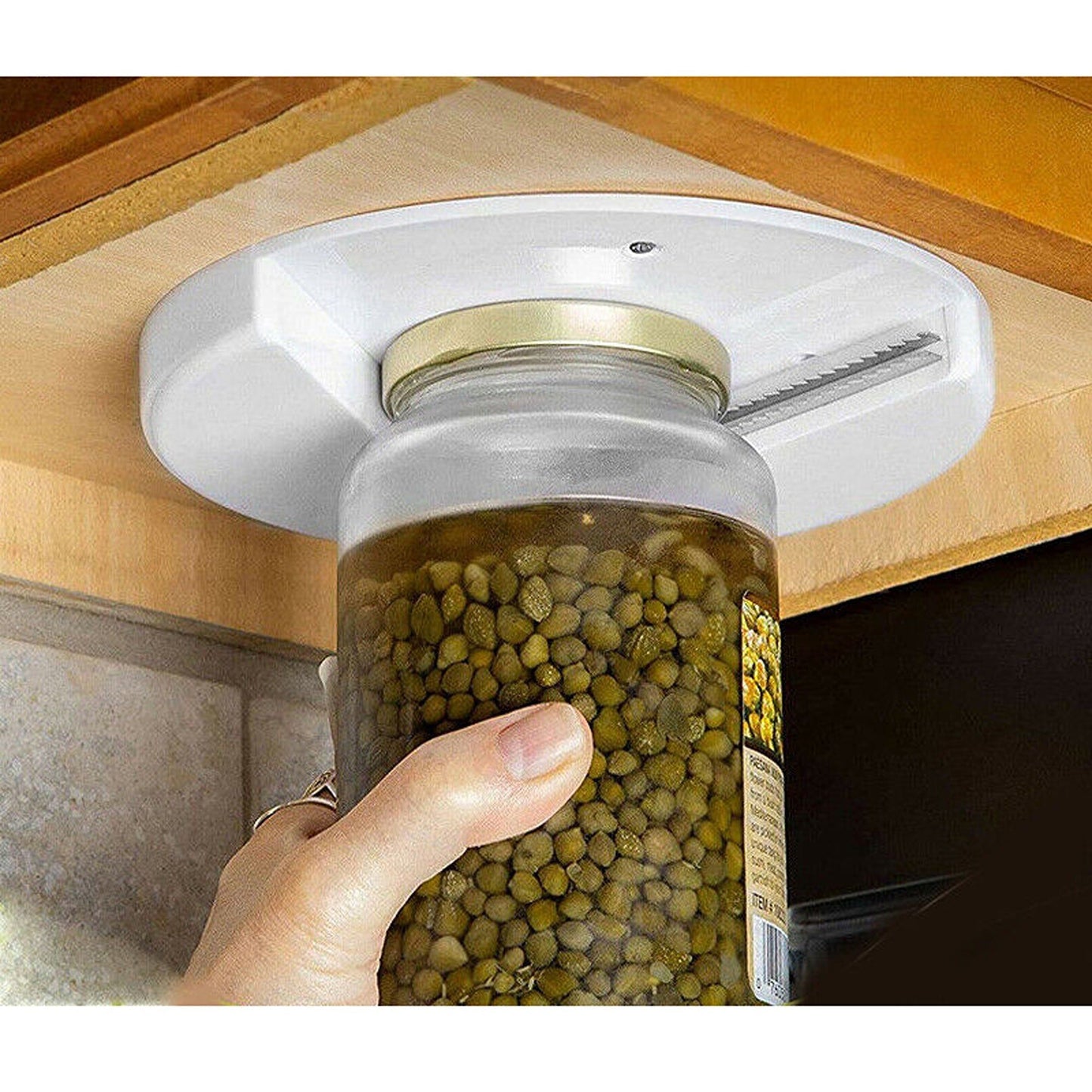 Under Cabinet Multi-Use Jar Opener and Bottle Lid Gripper for Kitchens