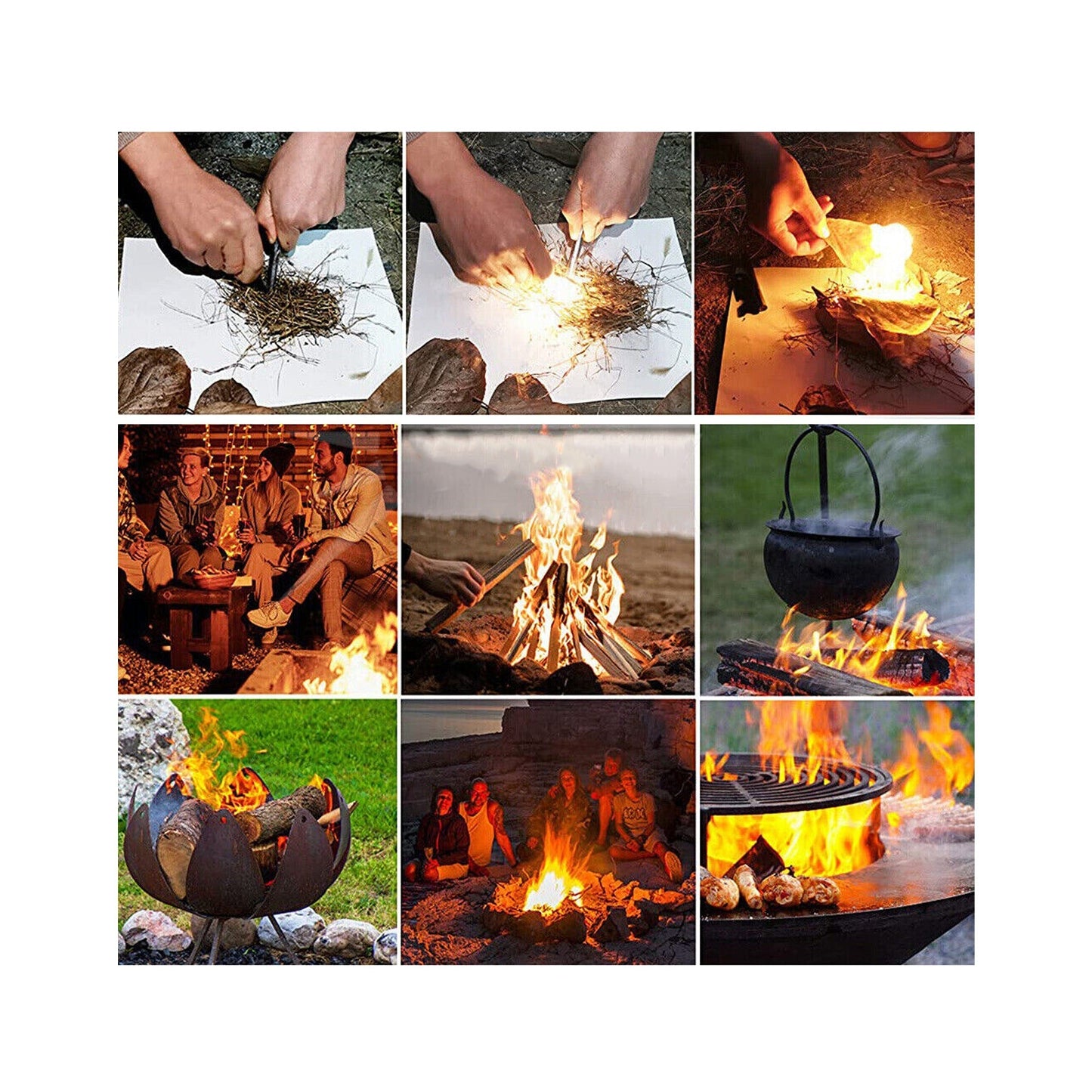 Survival Fire Starter with Striker Ferrocerium Flint Rod Paracord