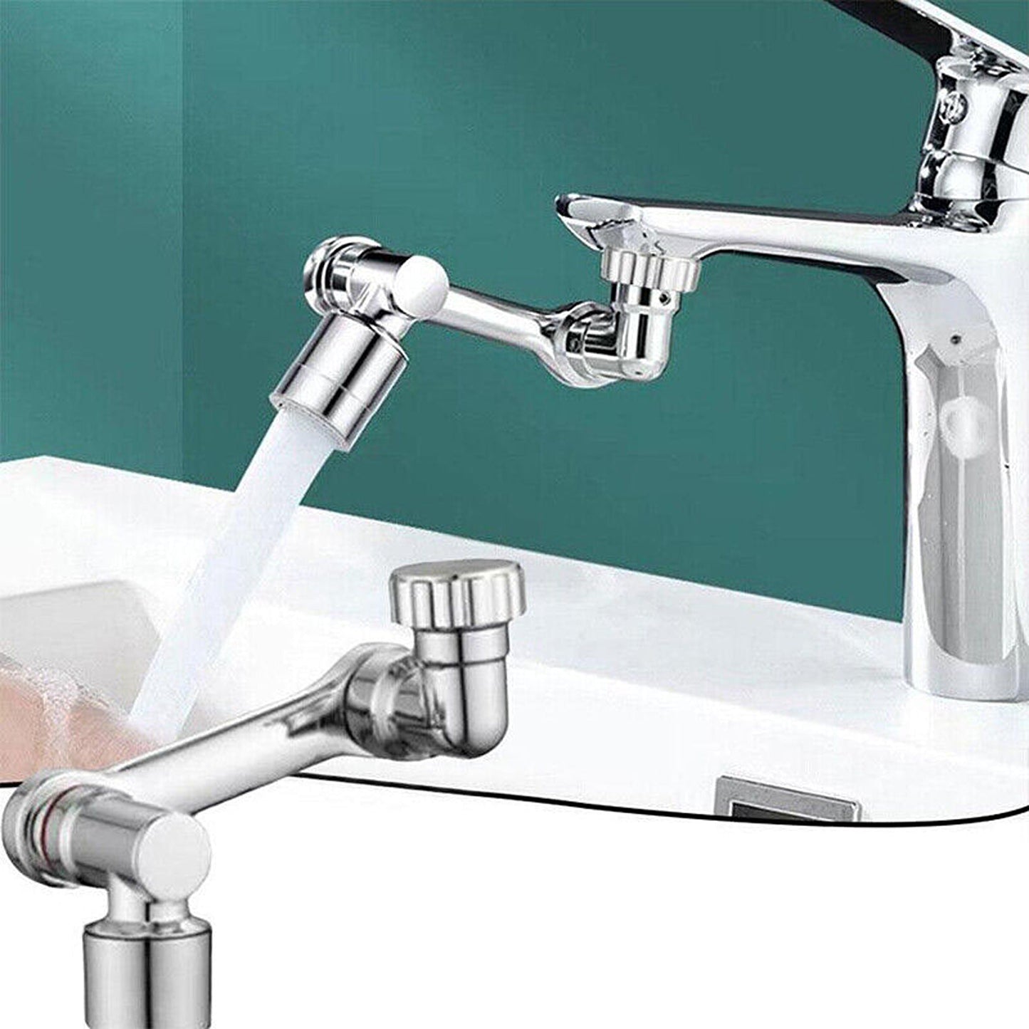 1080-Degree Rotatable Faucet Aerator with Extendable Arm for Kitchen Sinks