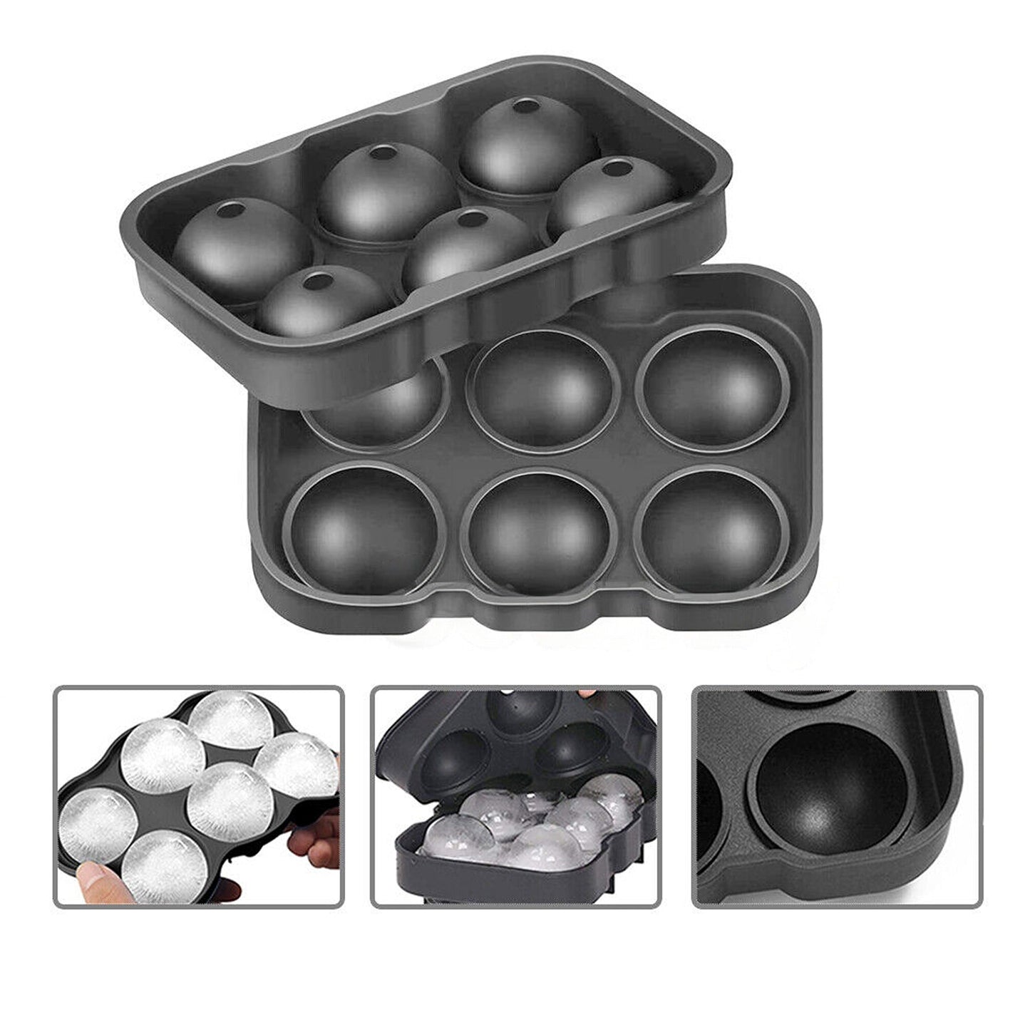 Whiskey Ice Sphere Mould Large Round Silicone Tray Ball Maker